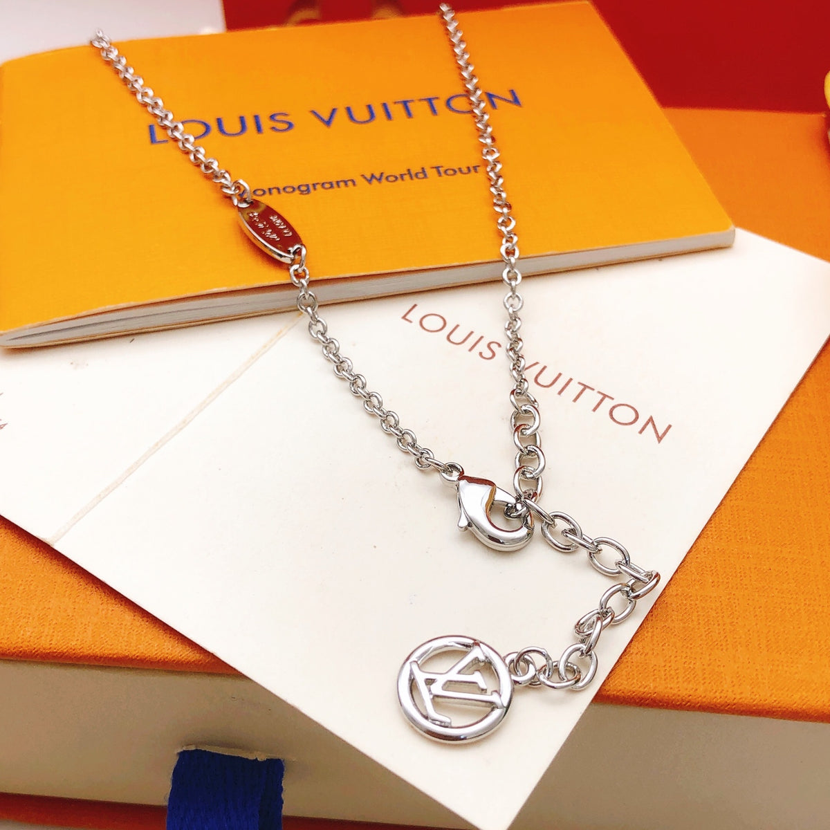 Letter Emblem Pendant Necklace in Gold-Tone – Design 003 front product view