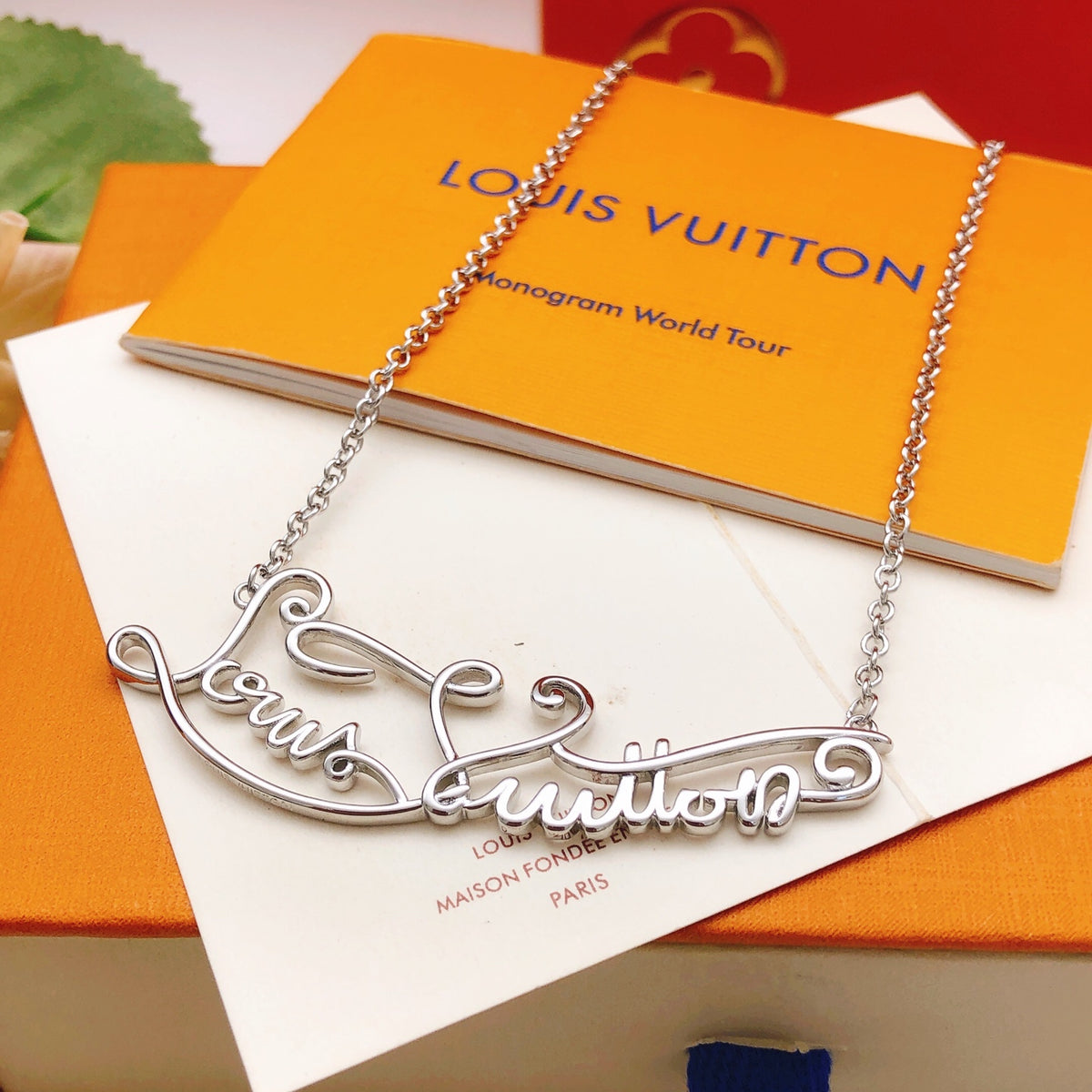 Letter Emblem Pendant Necklace in Gold-Tone – Design 007 detail view