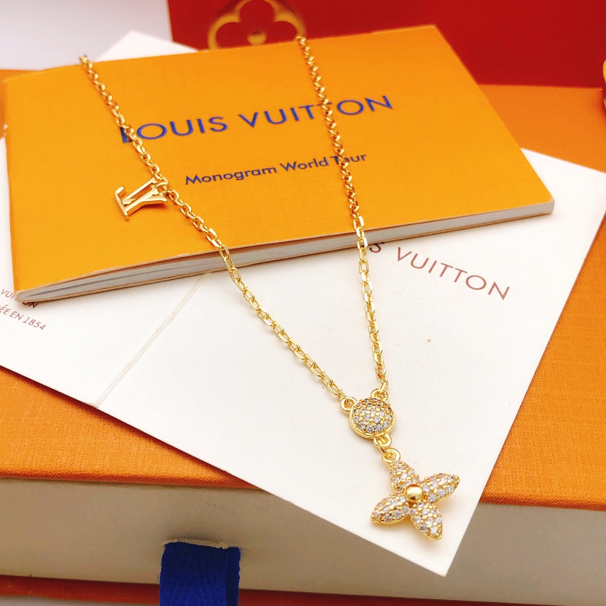 Geometric Emblem Pendant Necklace in Gold-Tone – Design 036 main product view