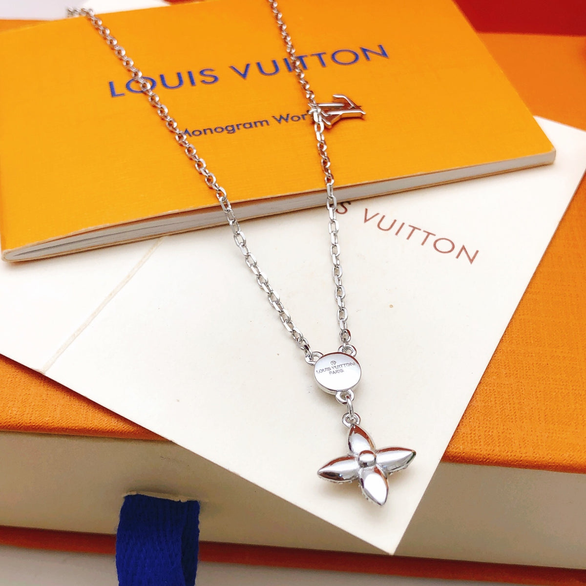 Geometric Emblem Pendant Necklace in Gold-Tone – Design 037 detail view