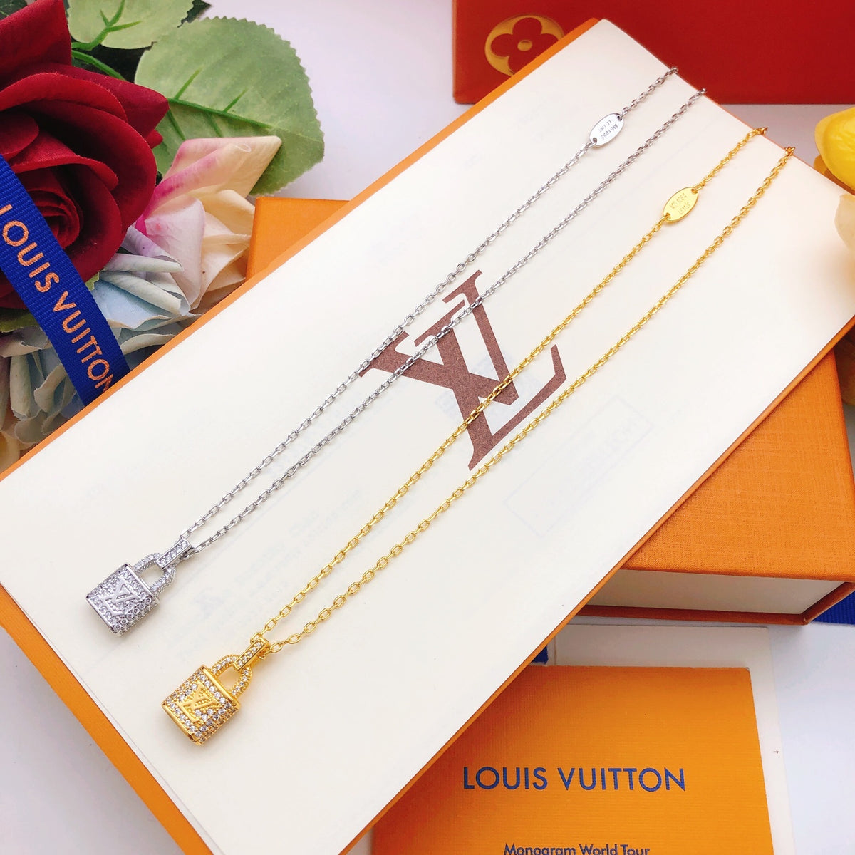 Lock Pendant Necklace in Gold-Tone – Design 005 close-up detail