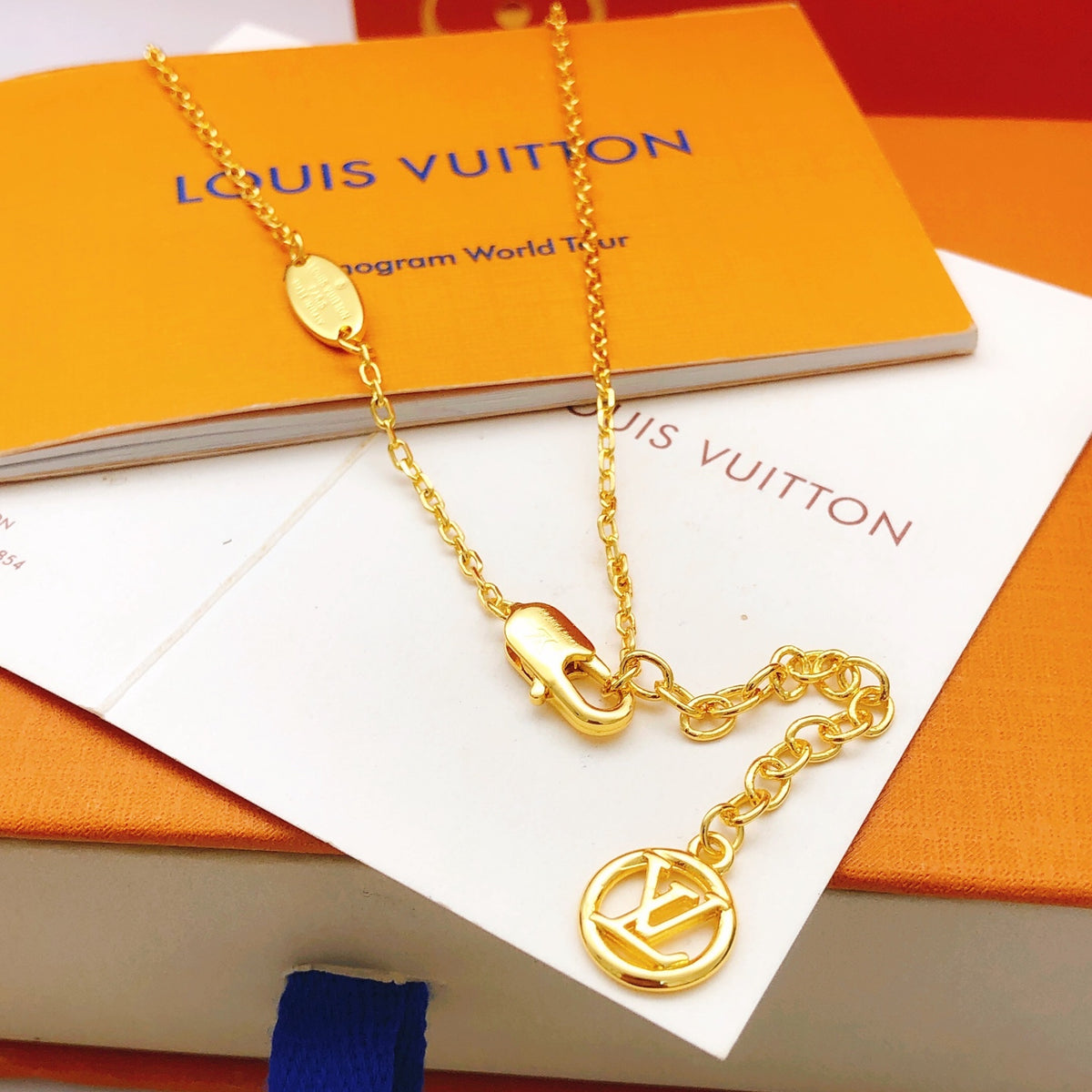 Lock Pendant Necklace in Gold-Tone – Design 005 front product view