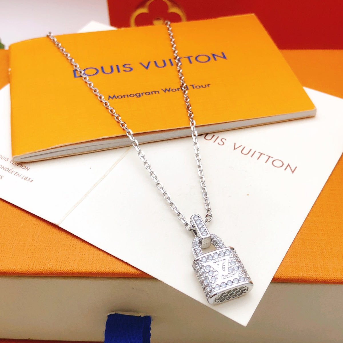Lock Pendant Necklace in Gold-Tone – Design 004 main product view
