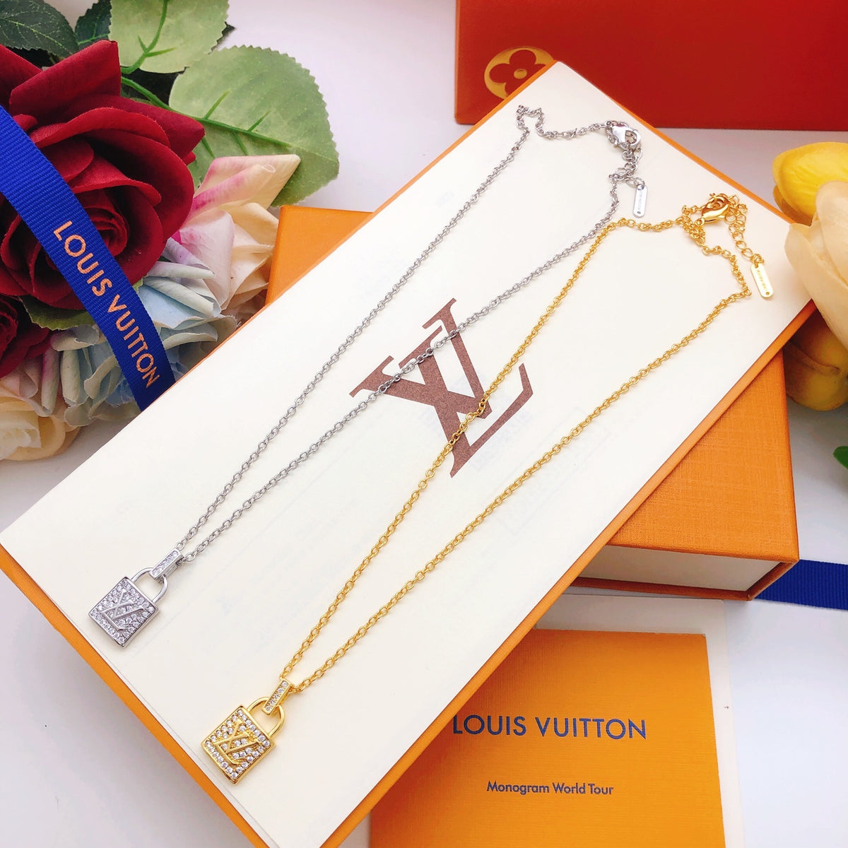 Lock Pendant Necklace in Gold-Tone – Design 008 styled product view