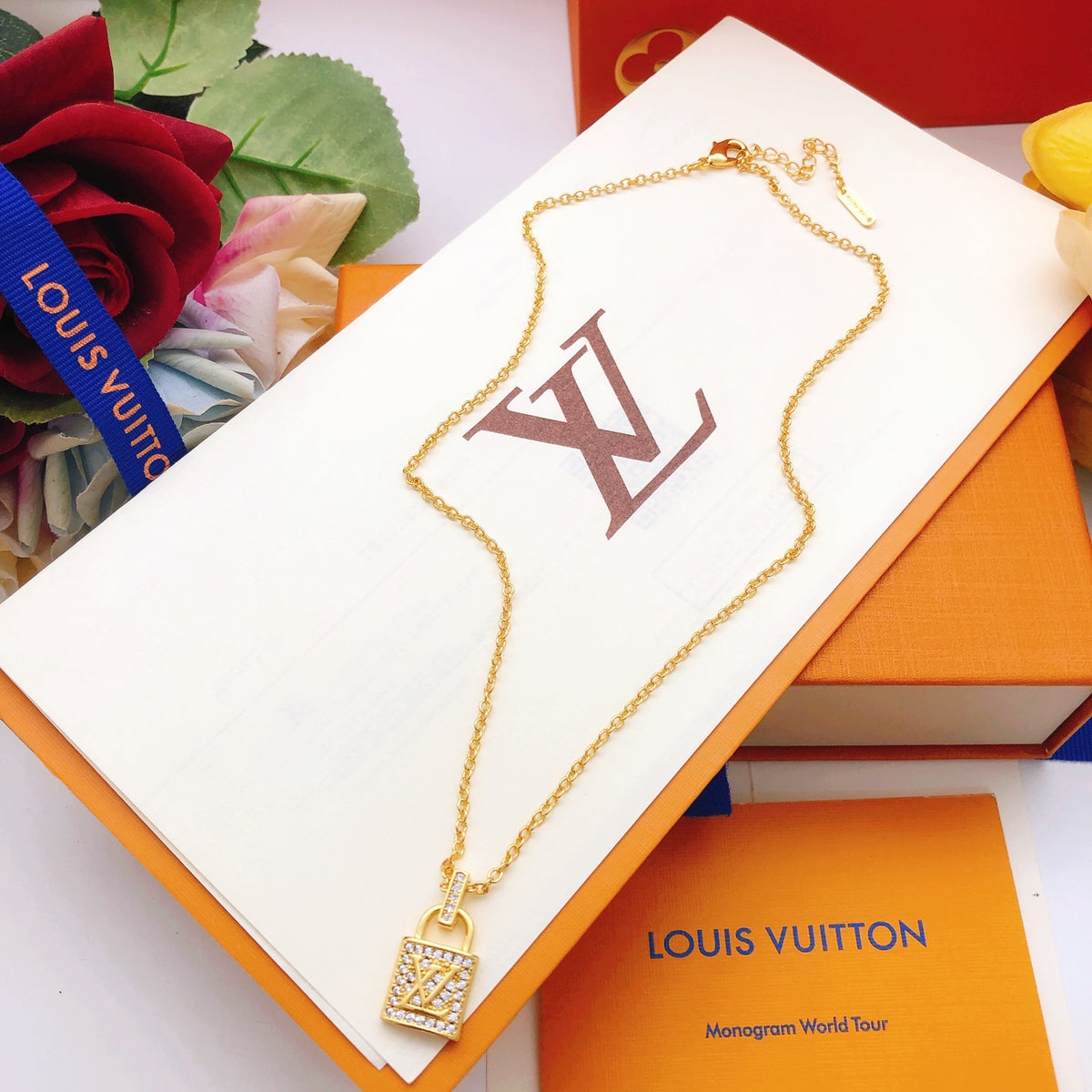 Lock Pendant Necklace in Gold-Tone – Design 002 close-up detail