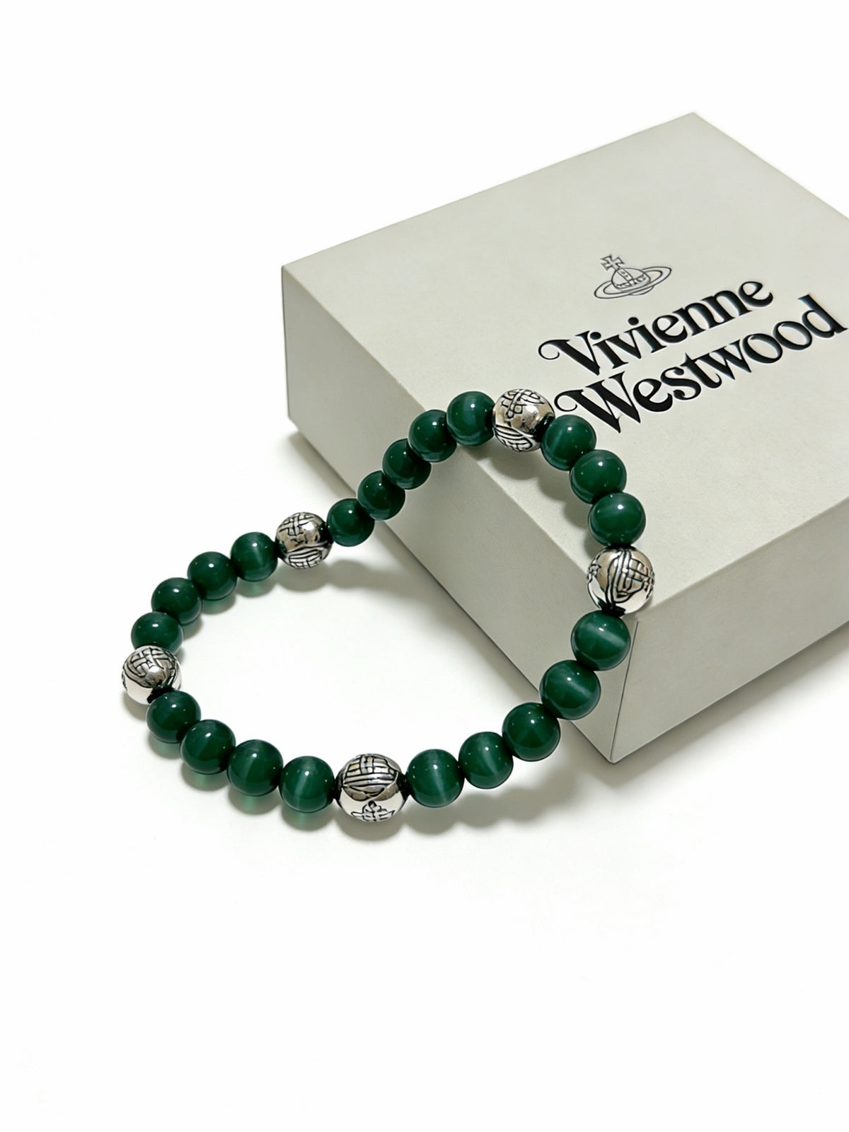 Orb-Inspired Emblem Bracelet in Silver-Tone – Vintage Detail – Design 011 front product view