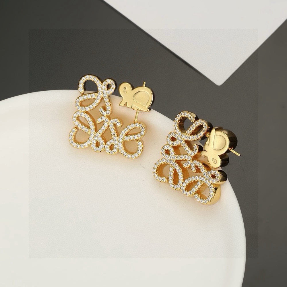 Floral Motif Stud Earrings in Polished Metal-Tone – Design 02 front view