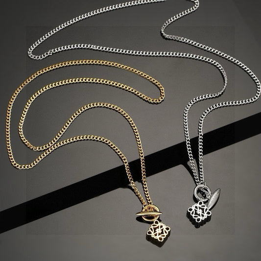 Floral Motif Pendant Necklace in Silver-Tone – Design 01 main product view