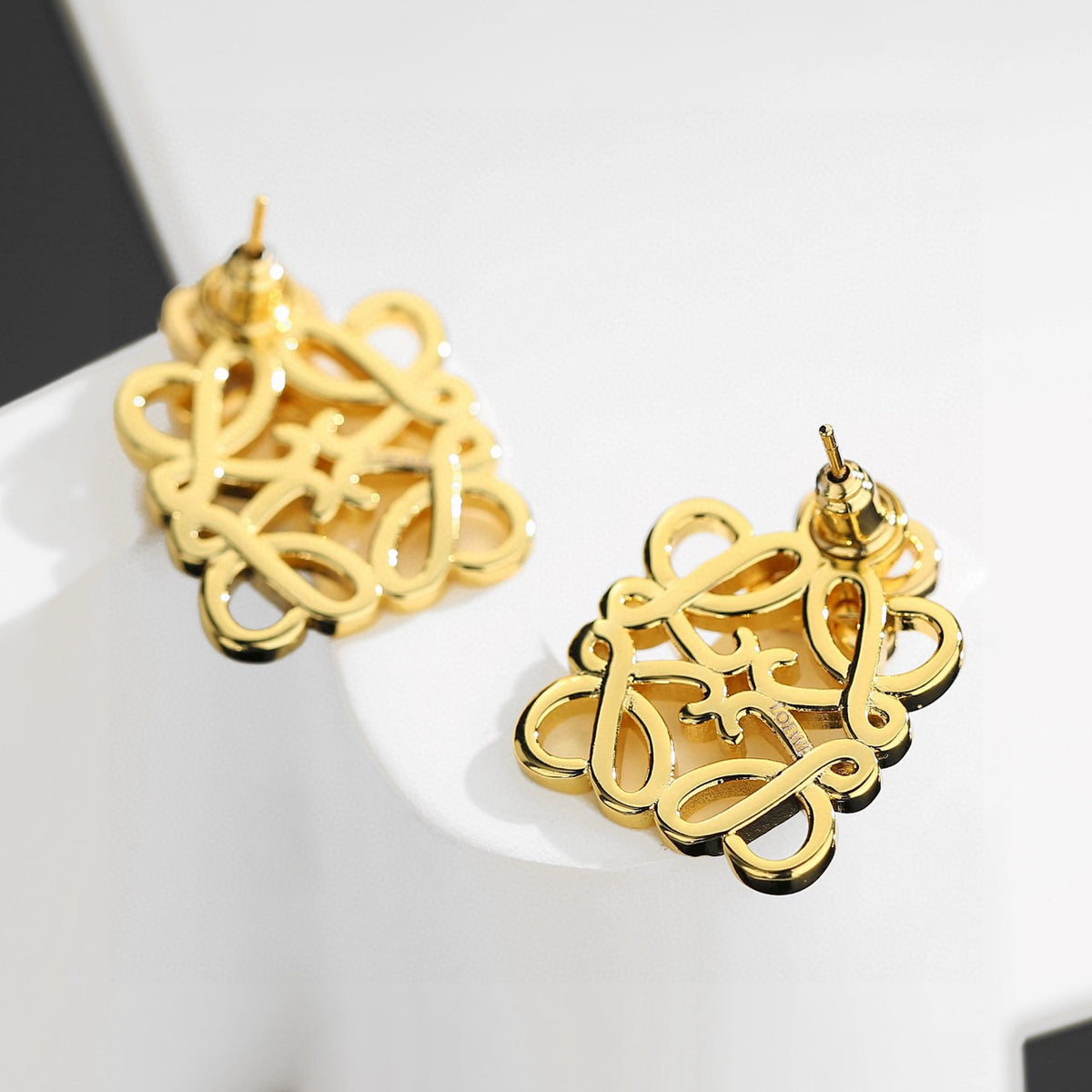 Floral Motif Stud Earrings in Gold-Tone with Crystal-Style Accents – Design 04 main product view