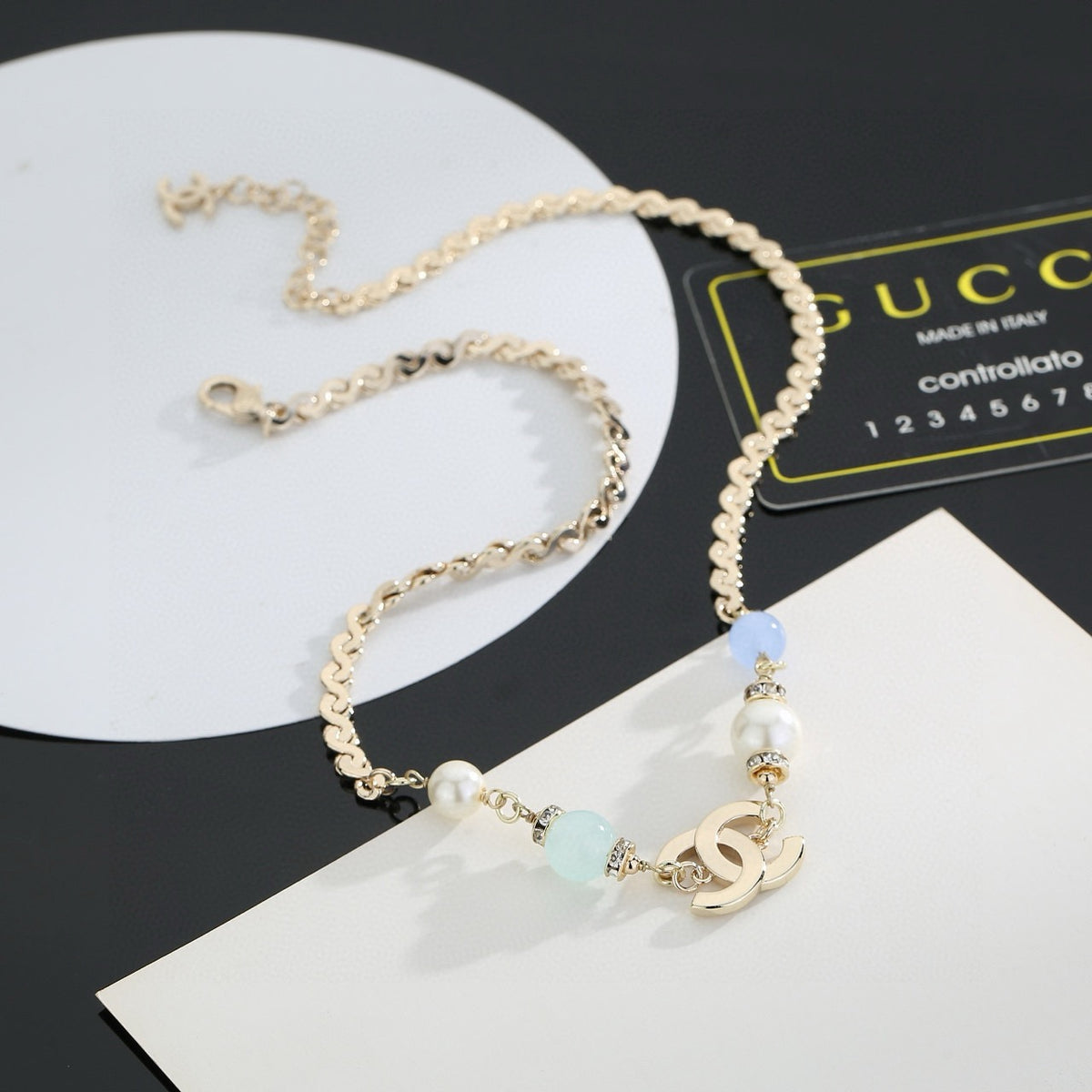 Double-C Emblem Bracelet in Polished Metal-Tone – Design 008 front product view