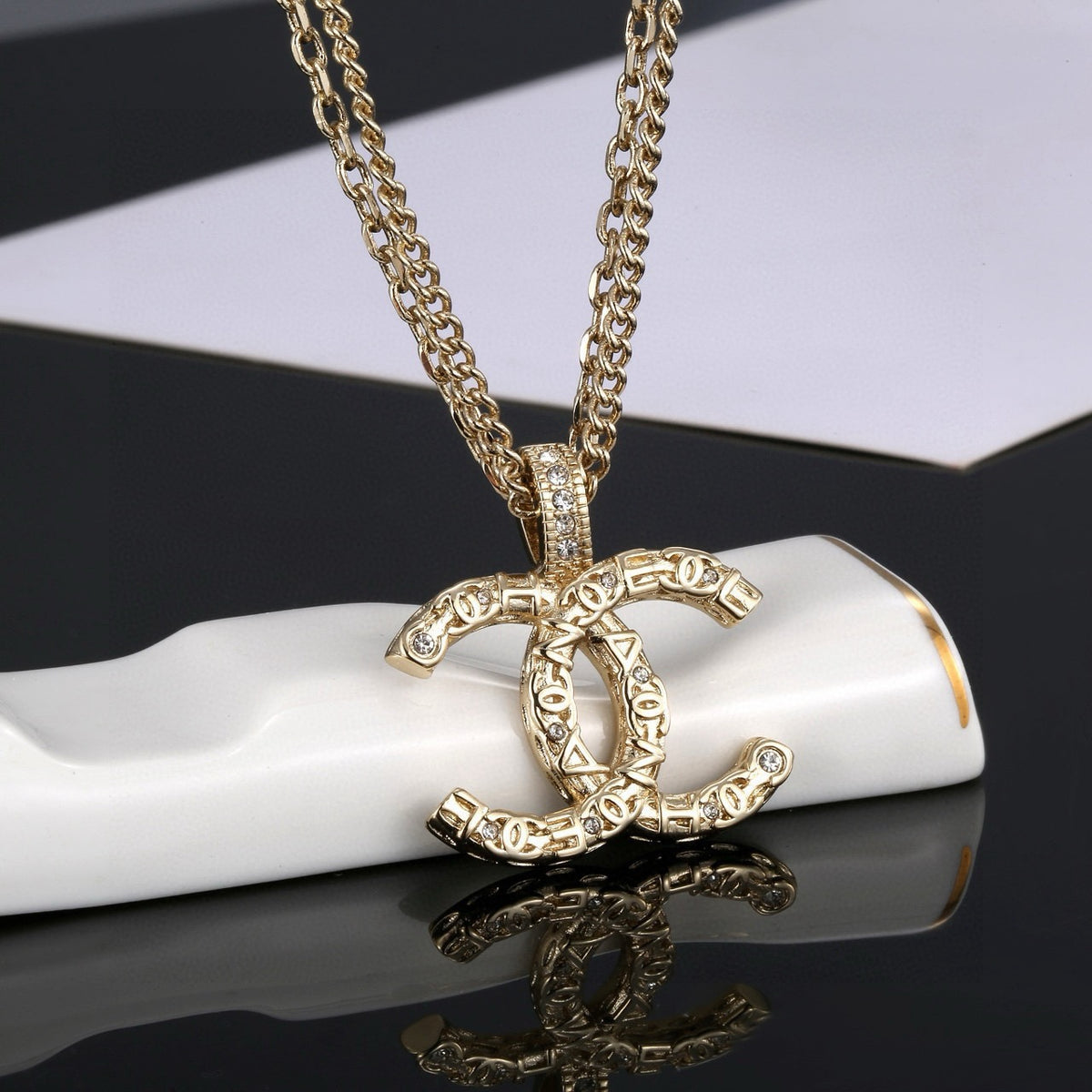 Signature Emblem Statement Ring in Polished Metal-Tone – Design 024 styled product view