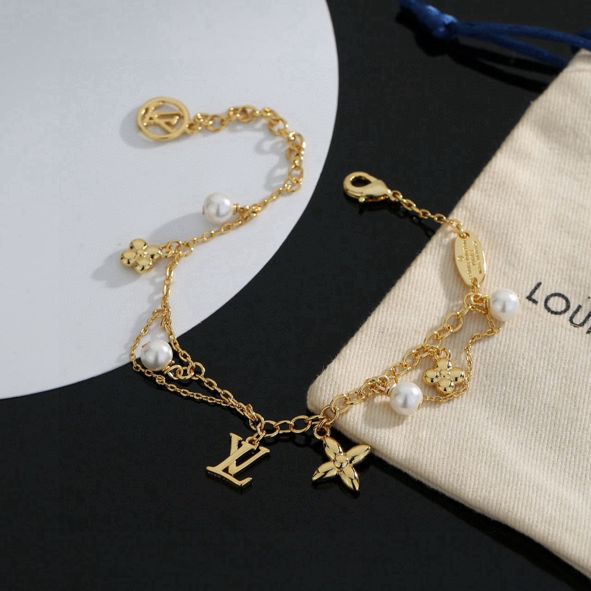 Letter Emblem Bracelet in Polished Metal-Tone – Design 015 main product view