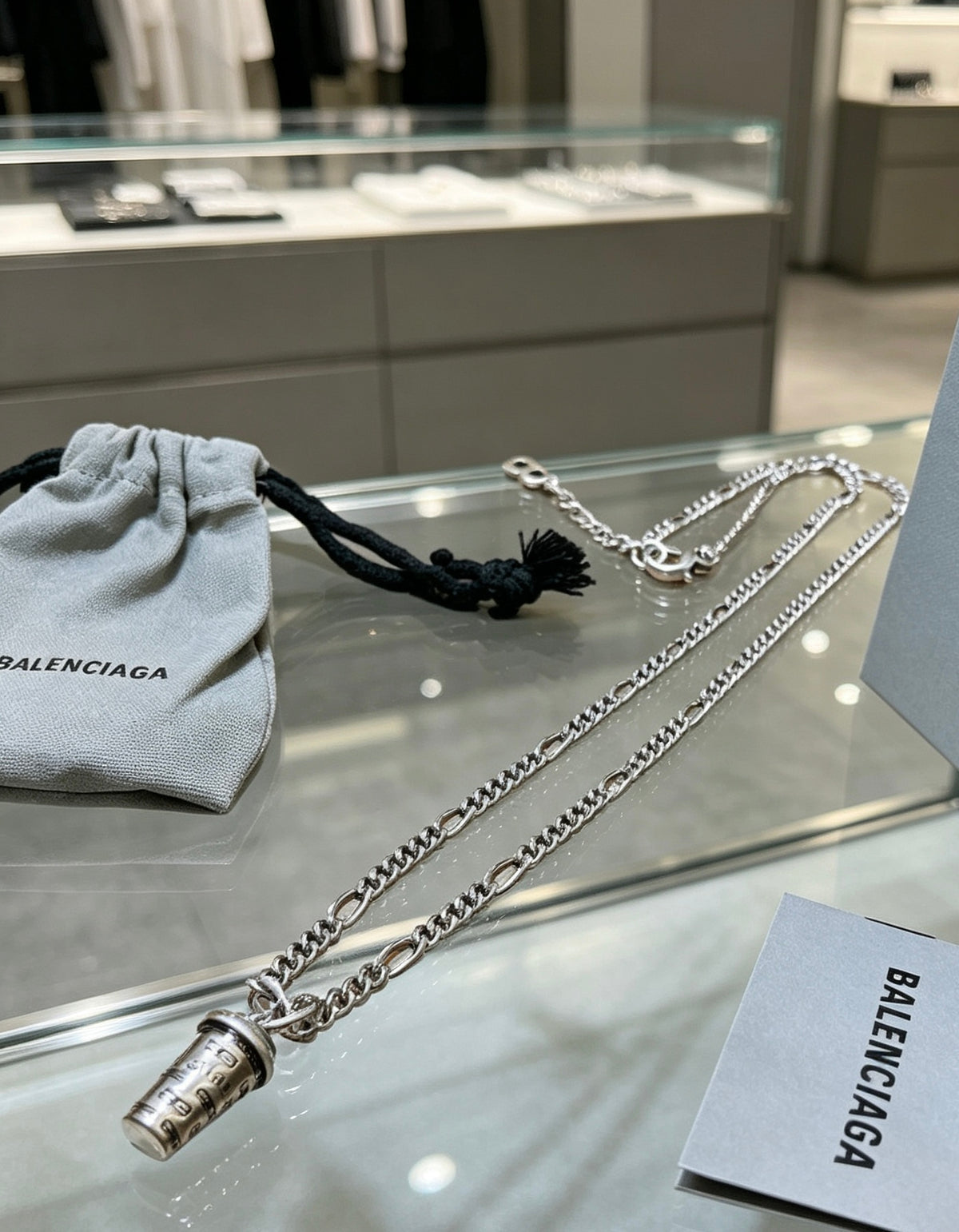 Geometric Emblem Pendant Necklace in Polished Metal-Tone – Vintage Detail – Design 051 close-up detail