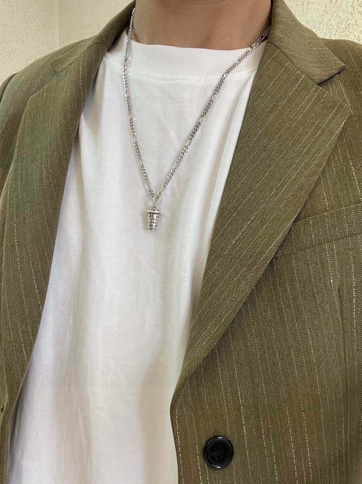 Geometric Emblem Pendant Necklace in Polished Metal-Tone – Vintage Detail – Design 051 detail view