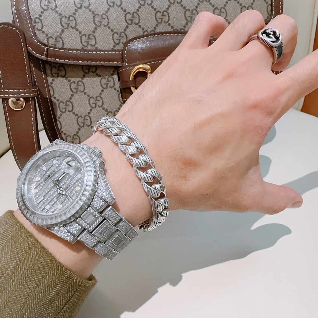 Geometric Emblem Bracelet in Polished Metal-Tone – Design 102 styled product view