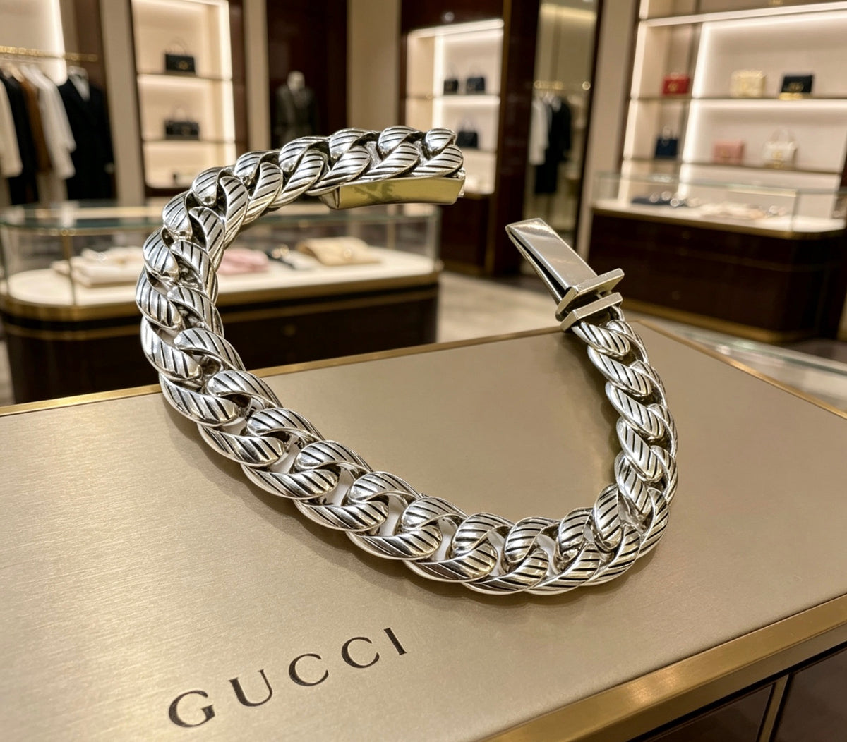 Geometric Emblem Bracelet in Polished Metal-Tone – Design 102 main product view