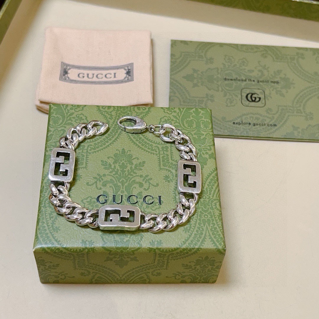 Geometric Emblem Bracelet in Polished Metal-Tone – Design 101 front product view