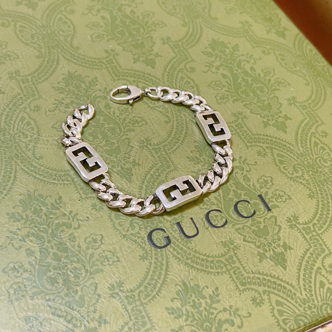 Geometric Emblem Bracelet in Polished Metal-Tone – Design 044 main product view