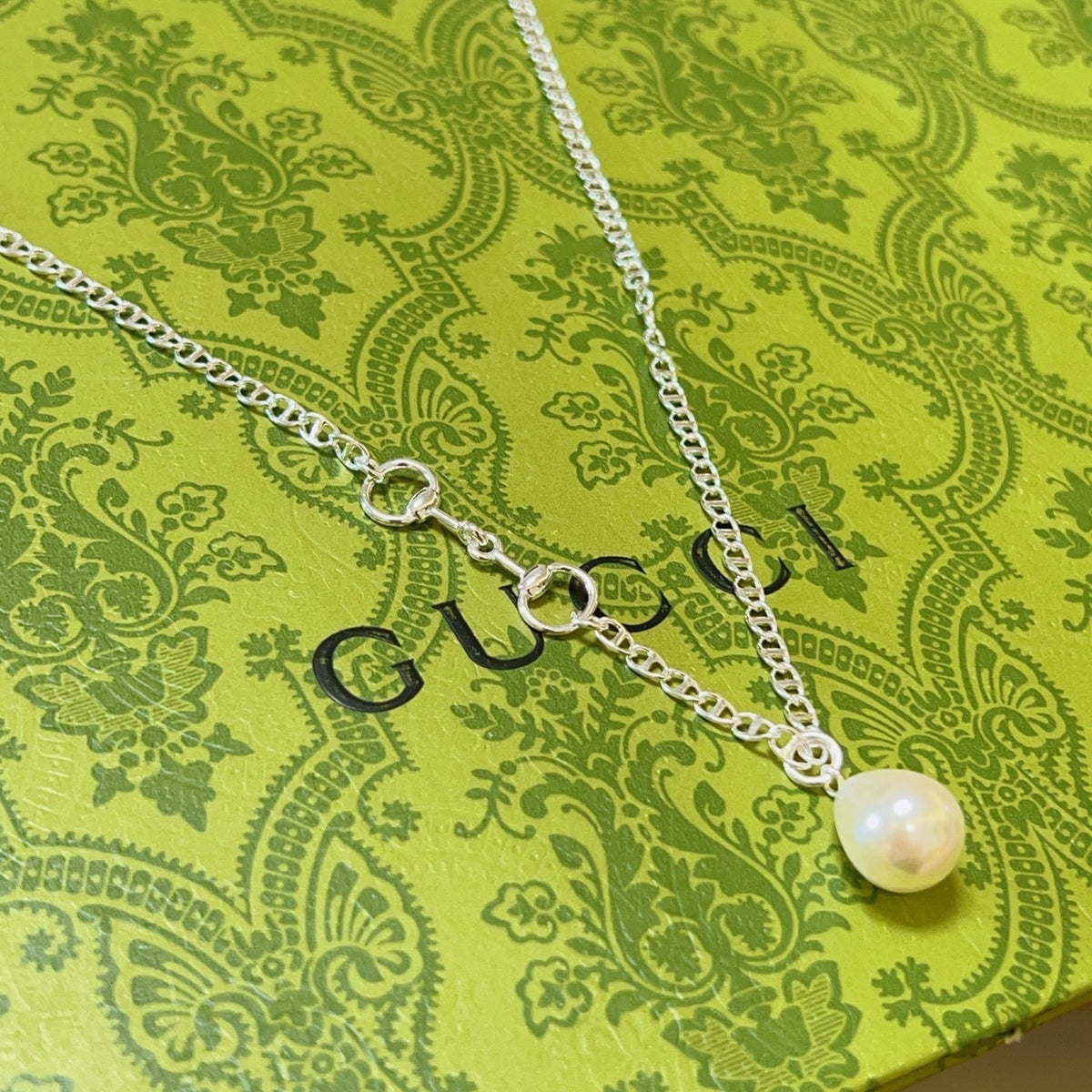 Double-G Emblem Pendant Necklace in Polished Metal-Tone – Design 097 main product view