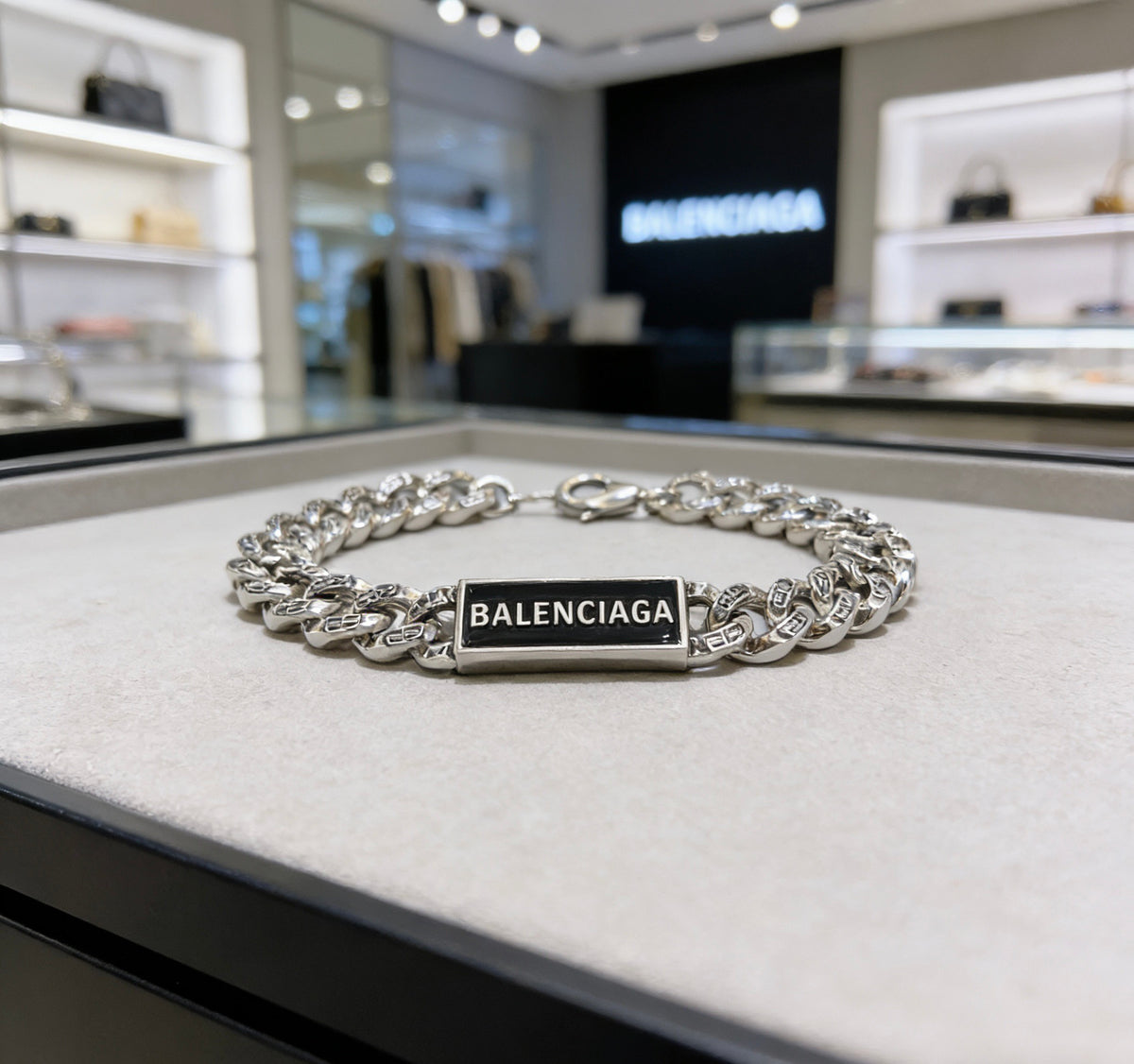 Geometric Emblem Bracelet in Polished Metal-Tone – Design 064 styled product view