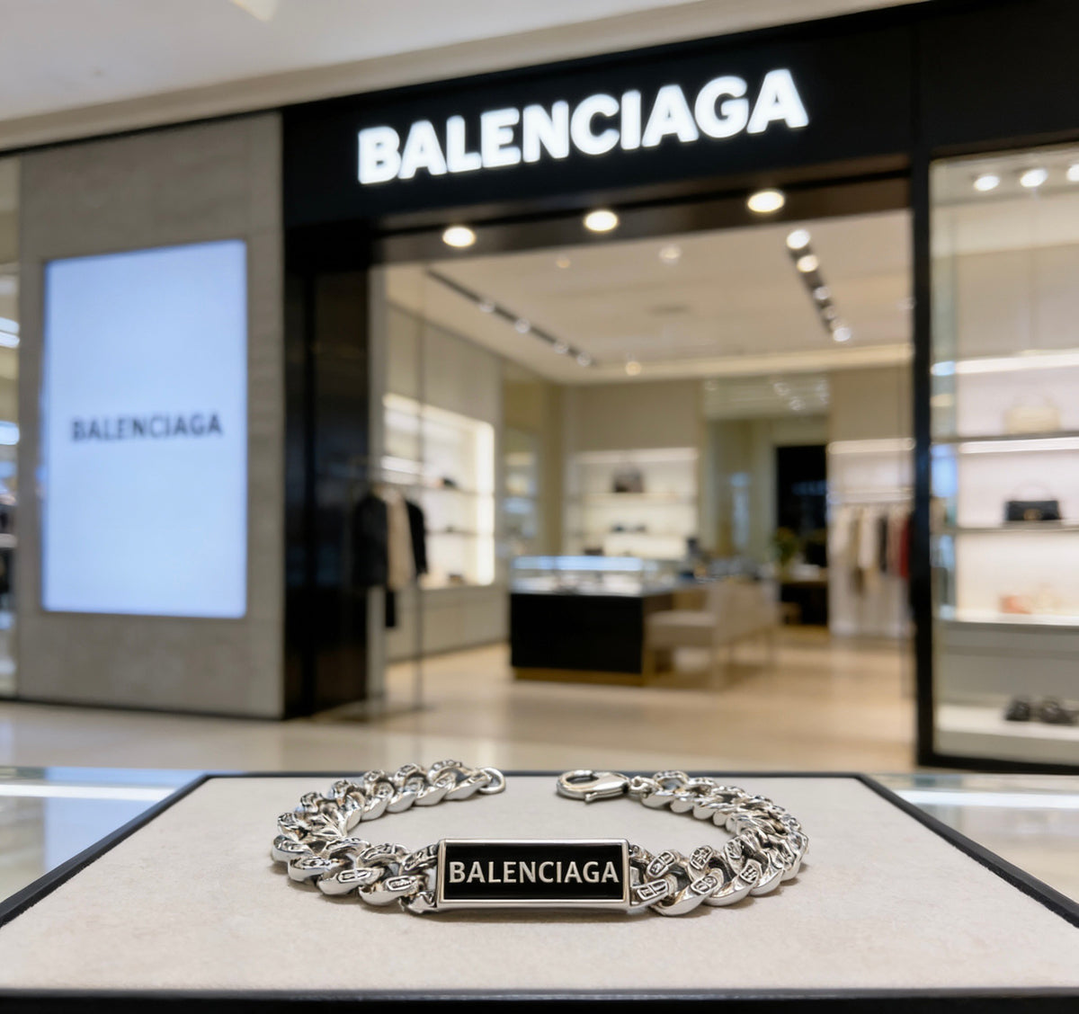 Geometric Emblem Bracelet in Polished Metal-Tone – Design 037 front product view