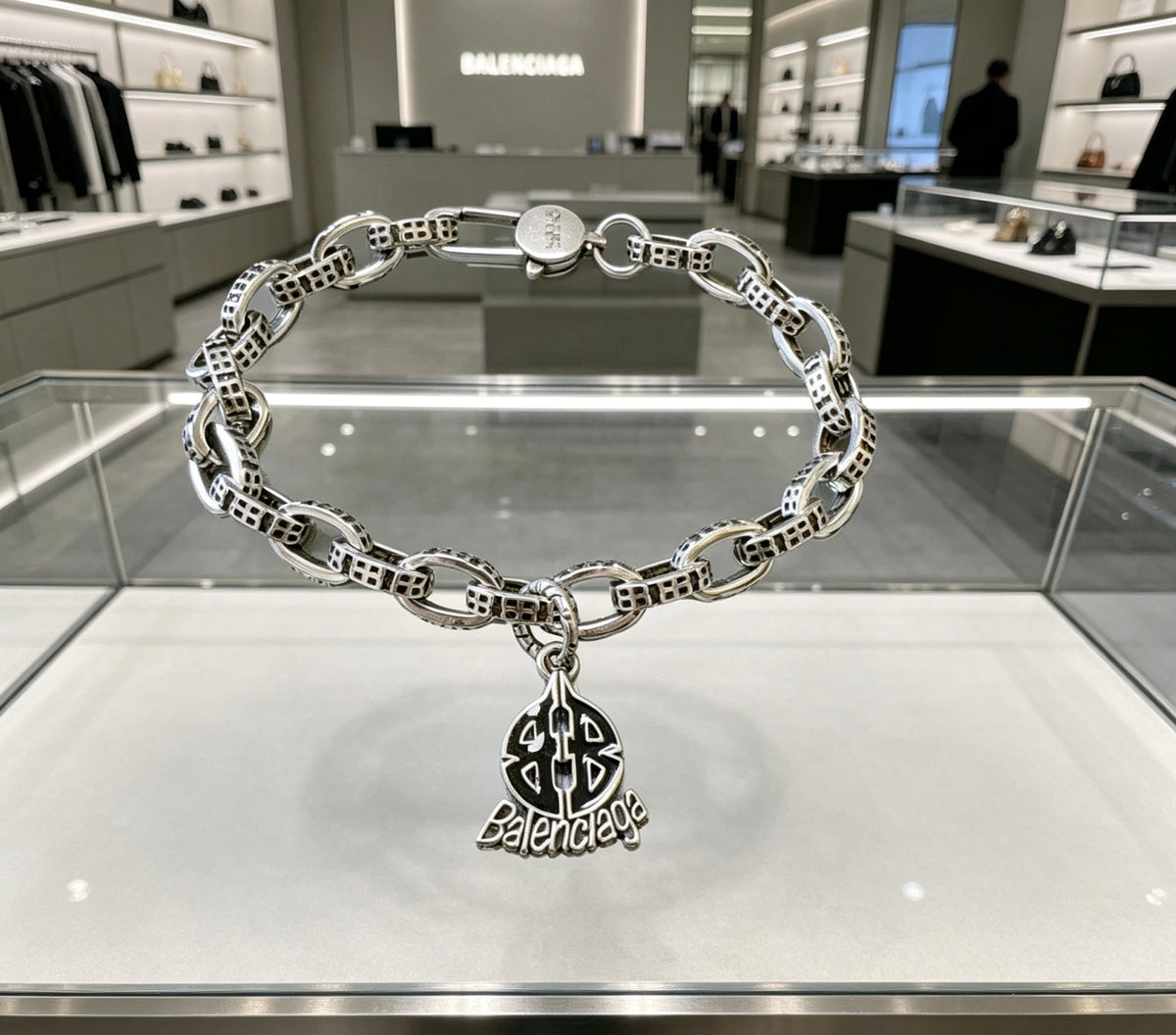 Geometric Emblem Bracelet in Polished Metal-Tone – Design 036 main product view