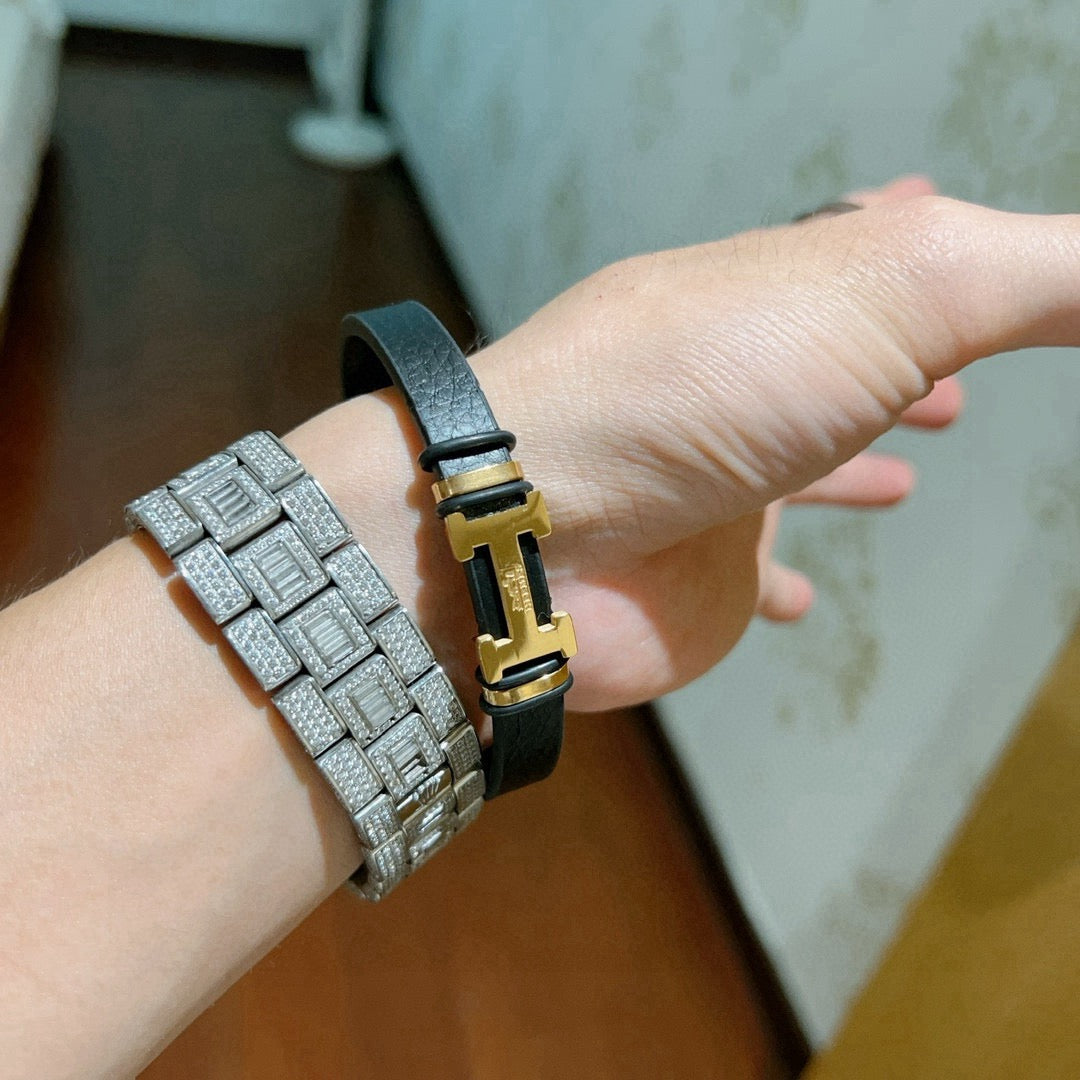 Horse Bangle in Polished Metal-Tone – Design 005 styled product view