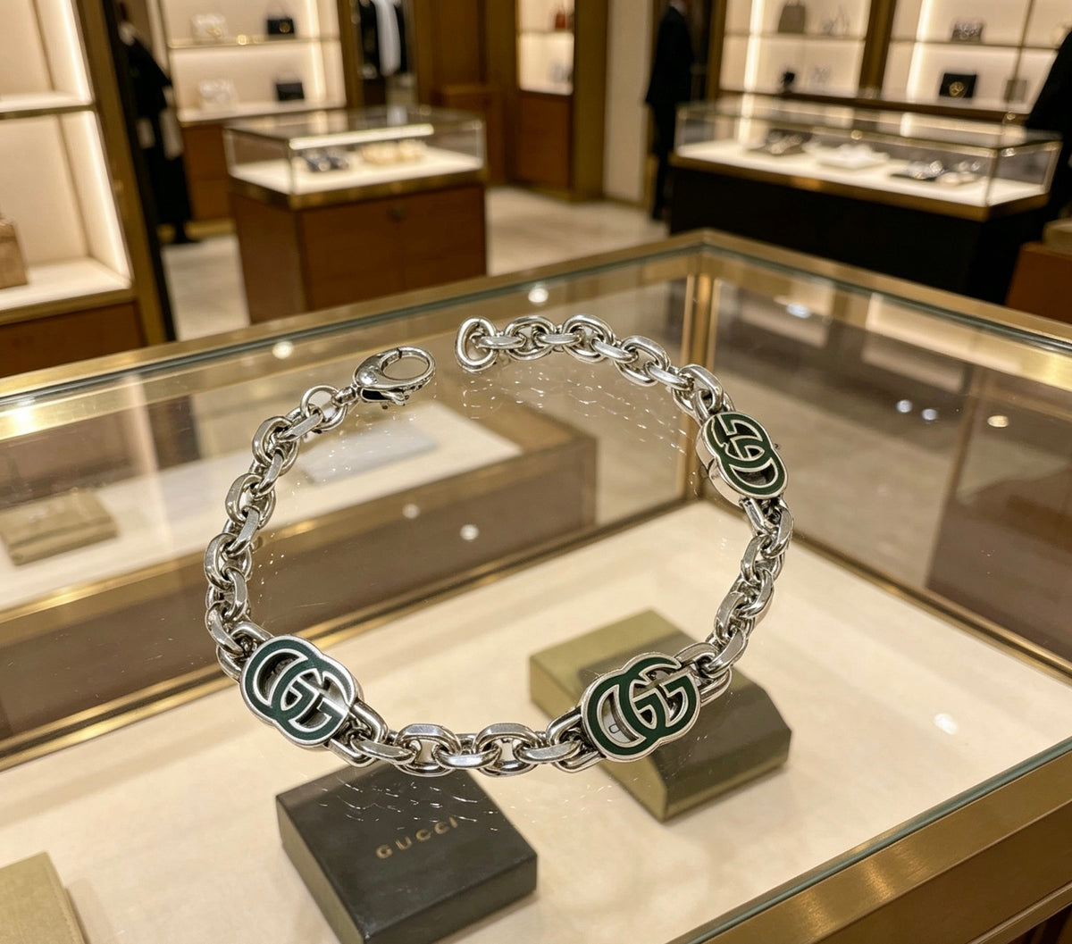 Geometric Emblem Bracelet in Polished Metal-Tone – Design 100 front product view