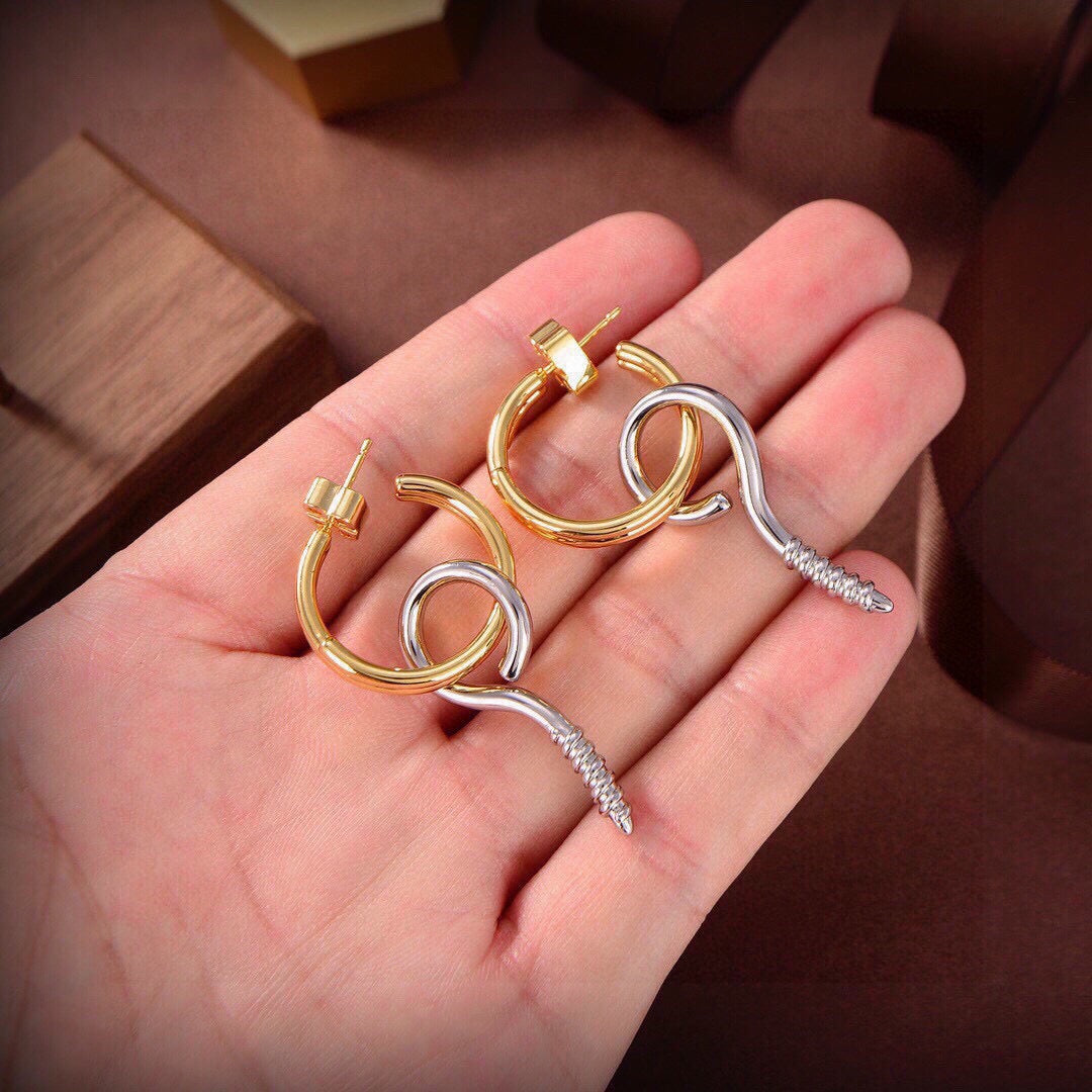 Ring Motif Statement Earrings in Gold-Tone – Design 008 styled product view