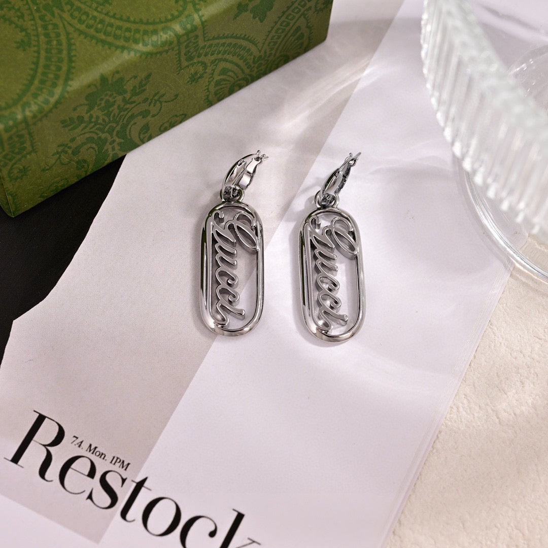 Geometric Emblem Stud Earrings in Polished Metal-Tone – Design 047 main product view