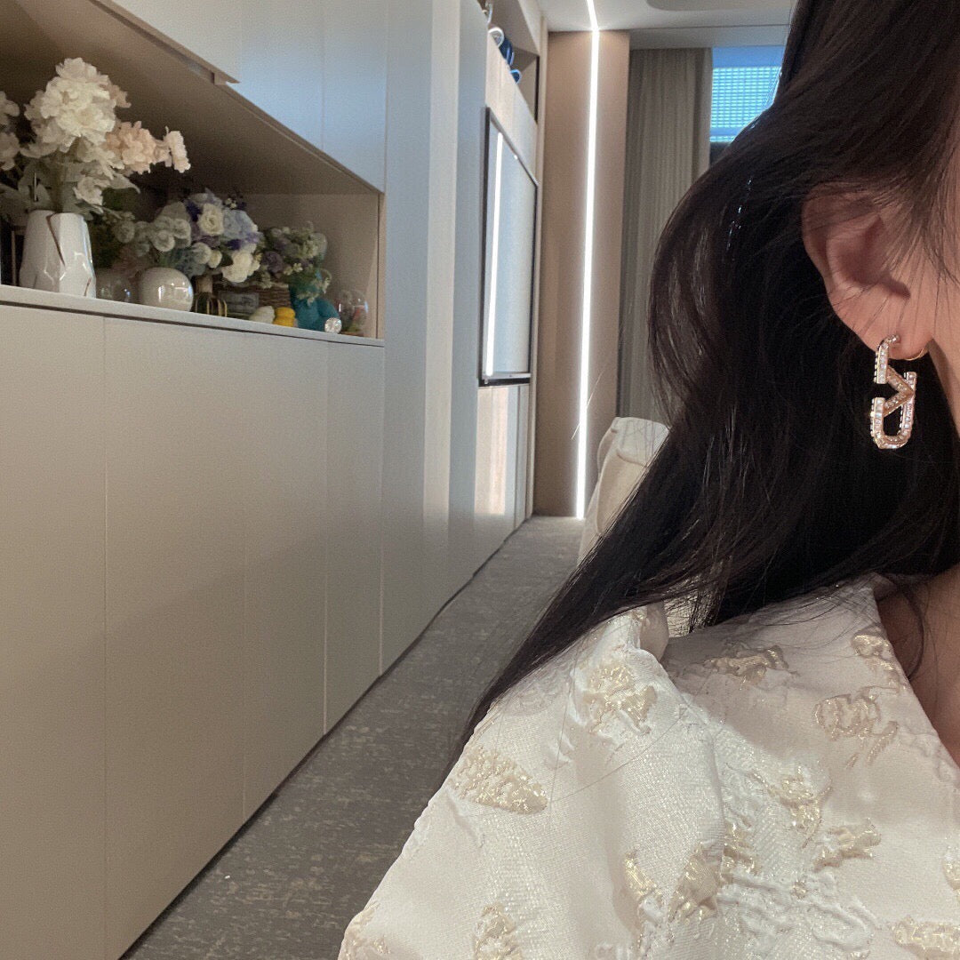 Signature Emblem Crystal-Accent Statement Earrings front view