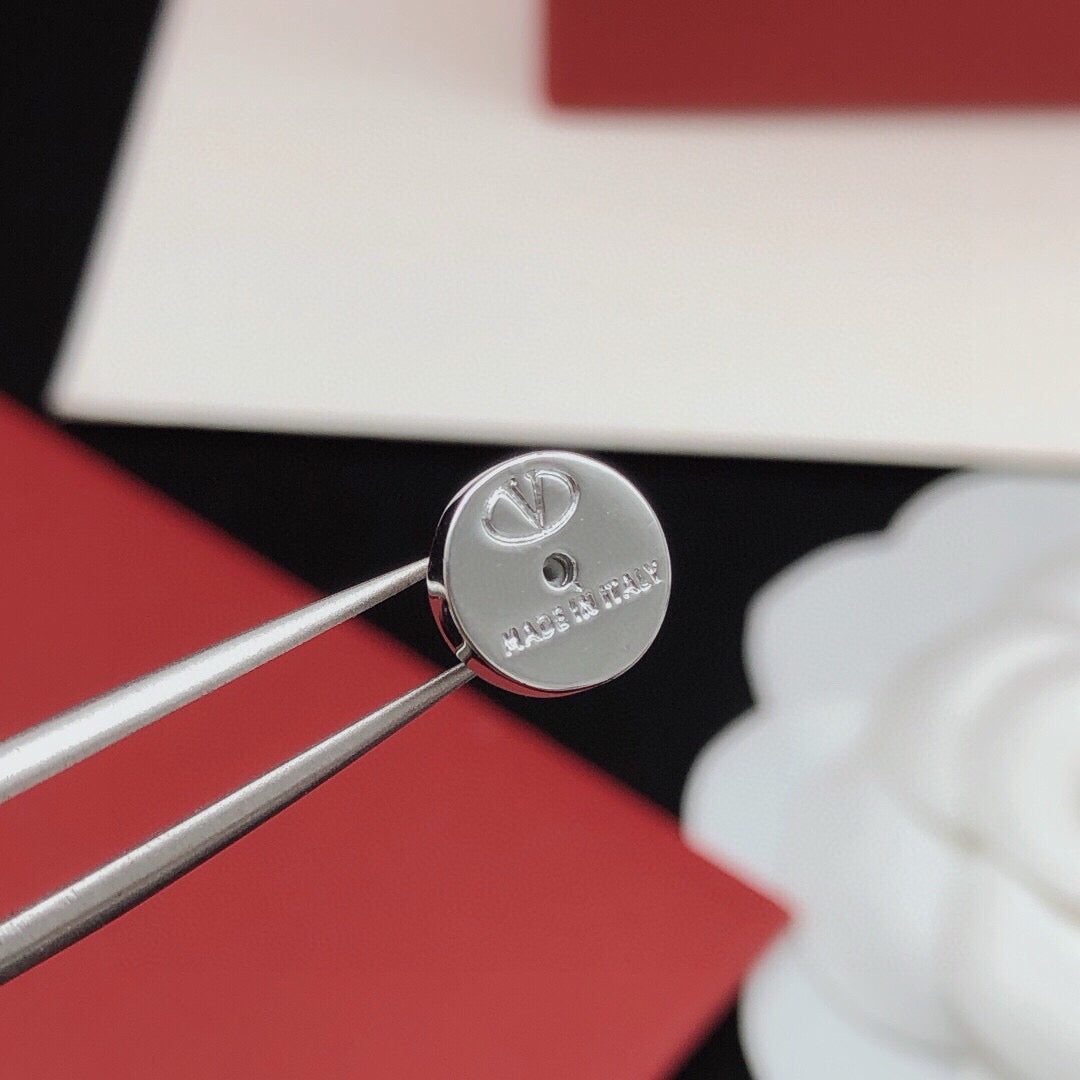 Signature Emblem Crystal-Accent Stud Earrings – Design 05 detail view