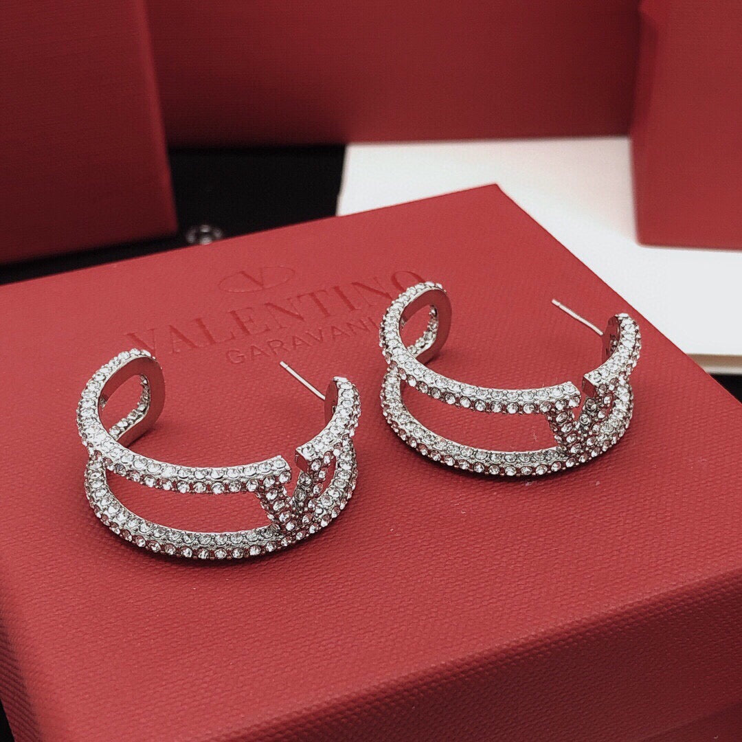 Moon Crystal-Accent Statement Earrings – Design 04 main product view