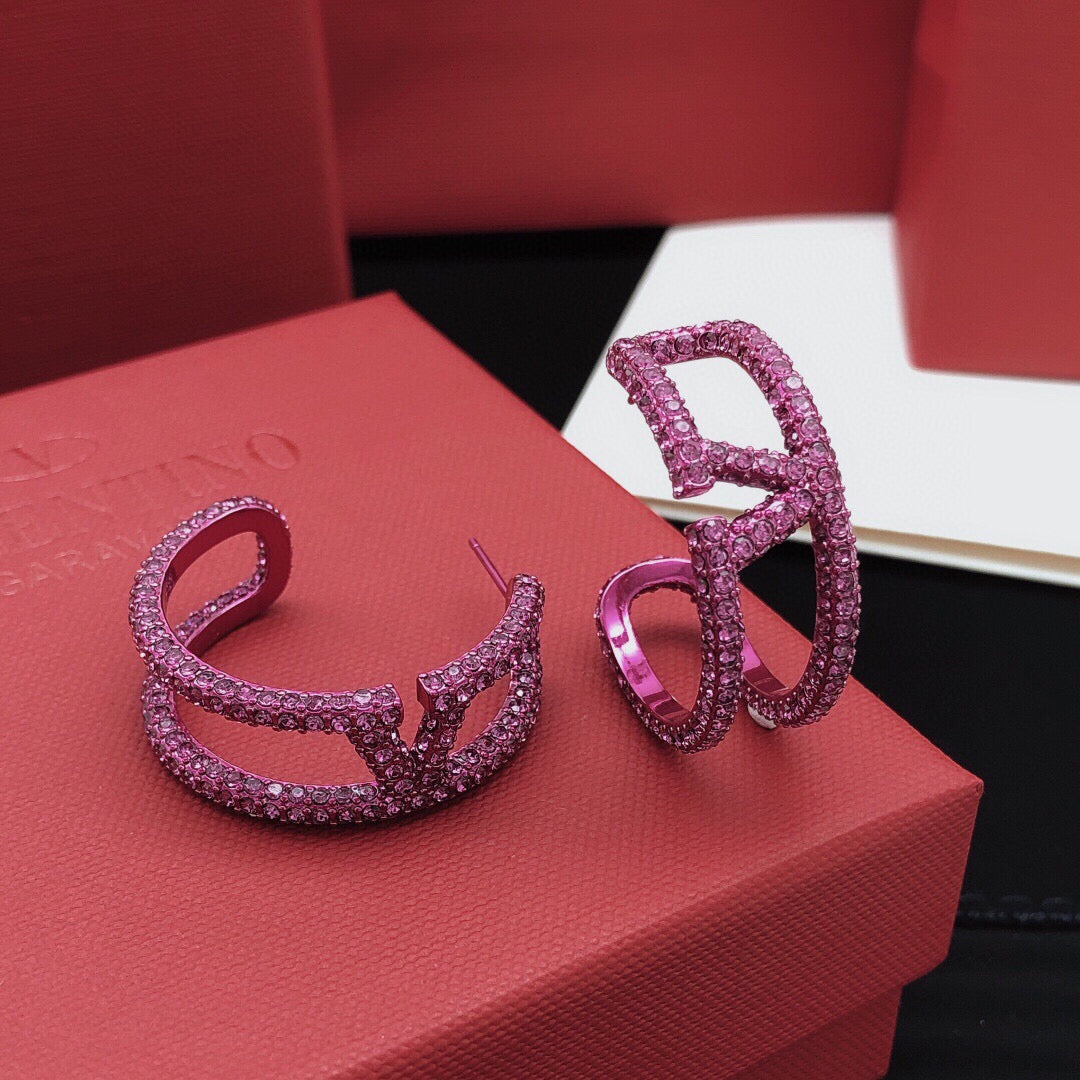 Moon Crystal-Accent Statement Earrings – Purple main product view