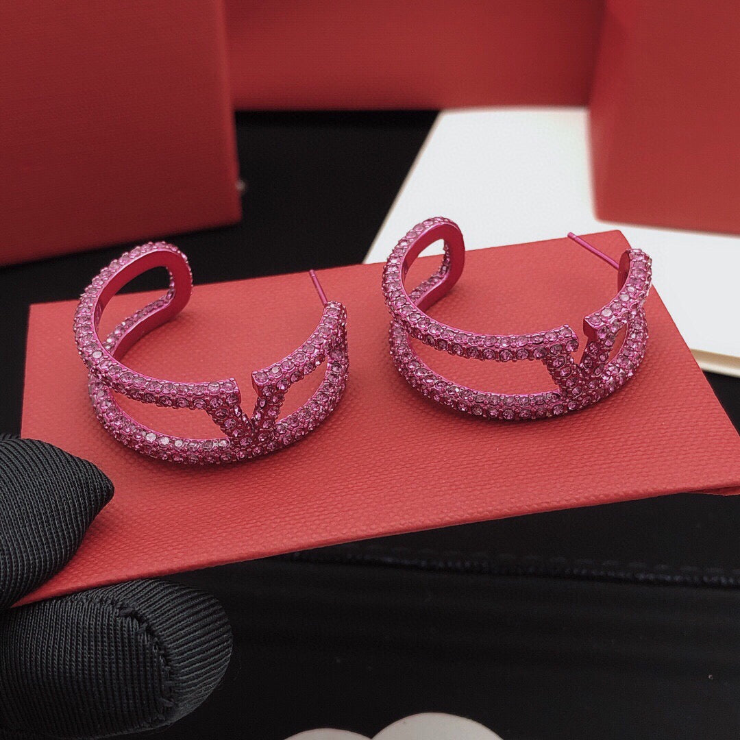 Moon Crystal-Accent Statement Earrings – Purple styled detail