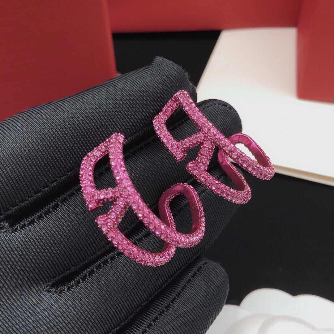 Moon Crystal-Accent Statement Earrings – Purple front view