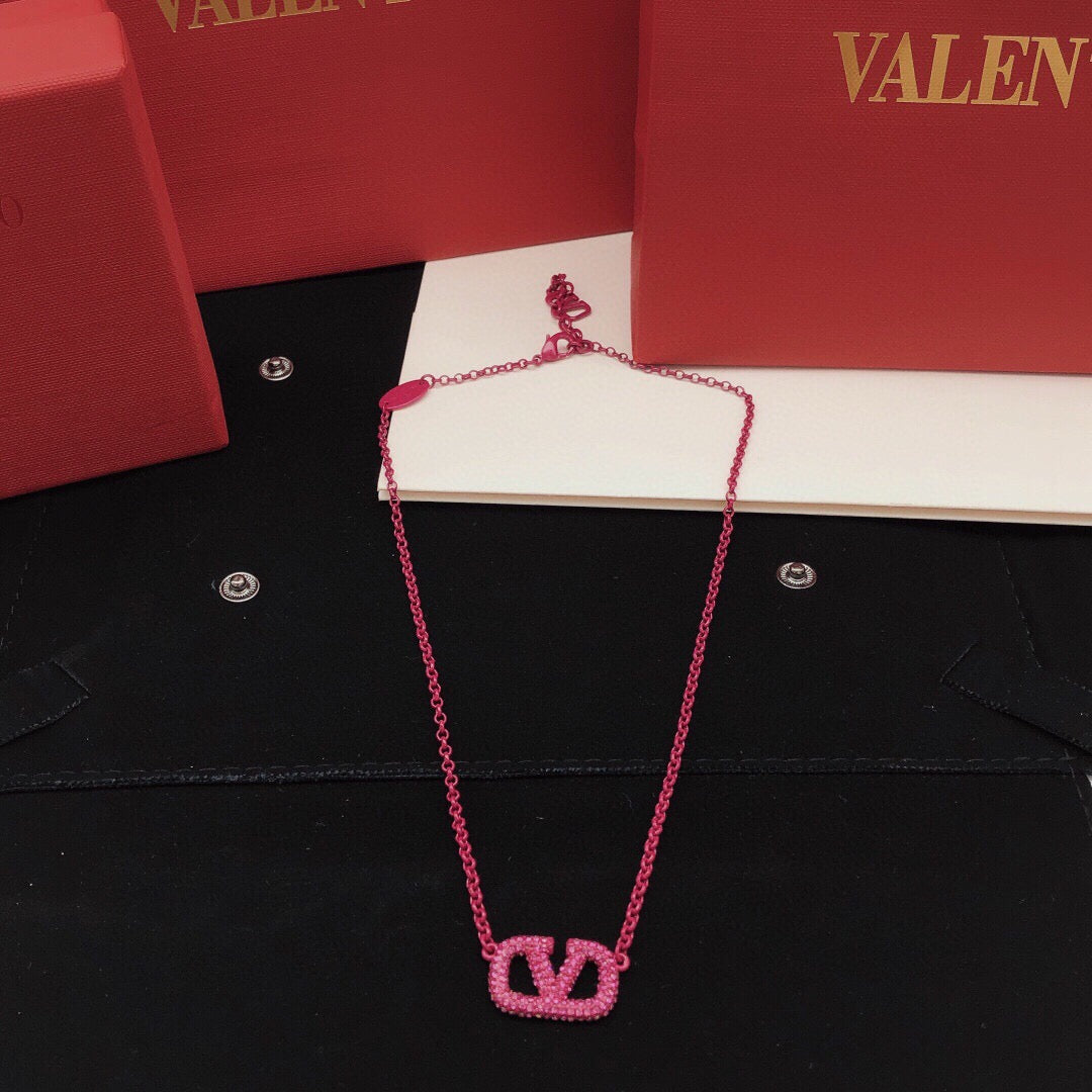 Signature Emblem Crystal-Accent Pendant Necklace – Purple – Design 02 front view