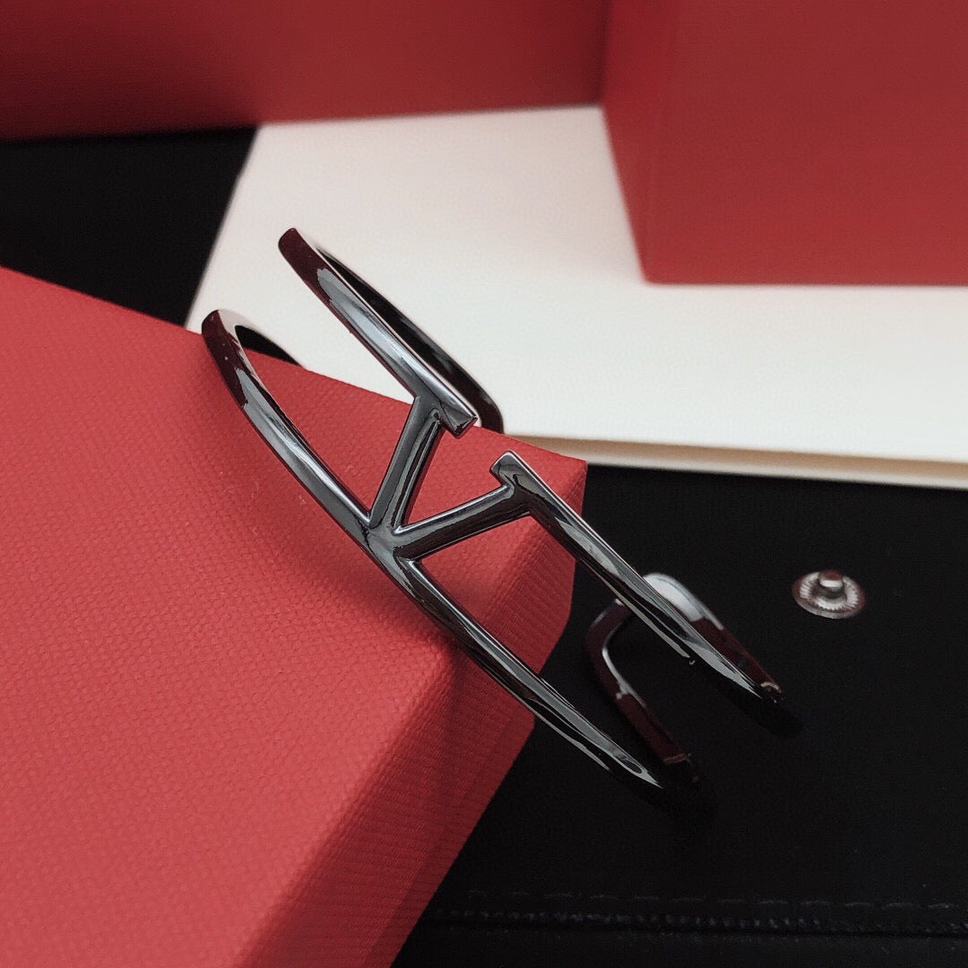 Signature Emblem Cuff Bracelet in Gold-Tone – Black main product view