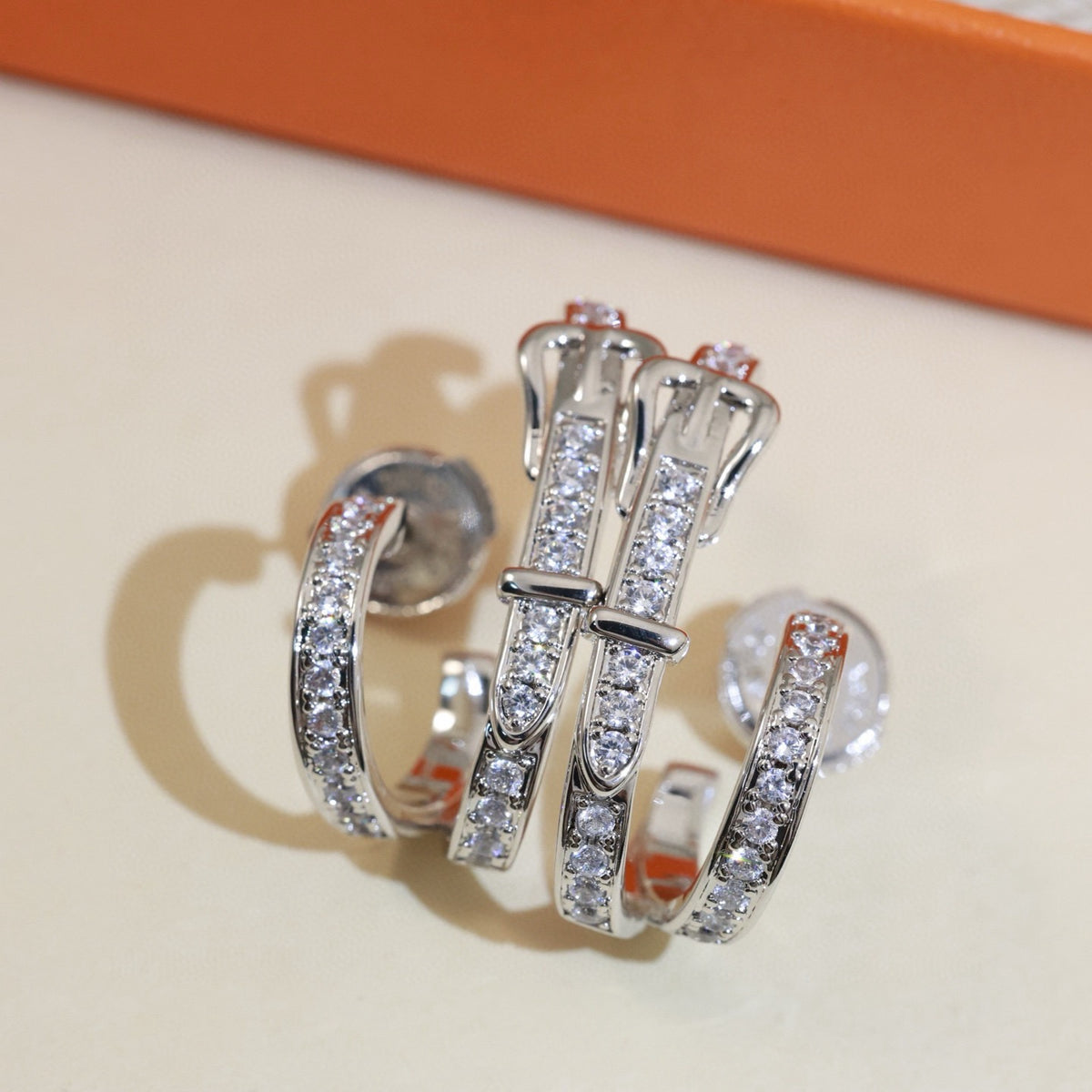 Horse Stud Earrings in Silver-Tone side detail