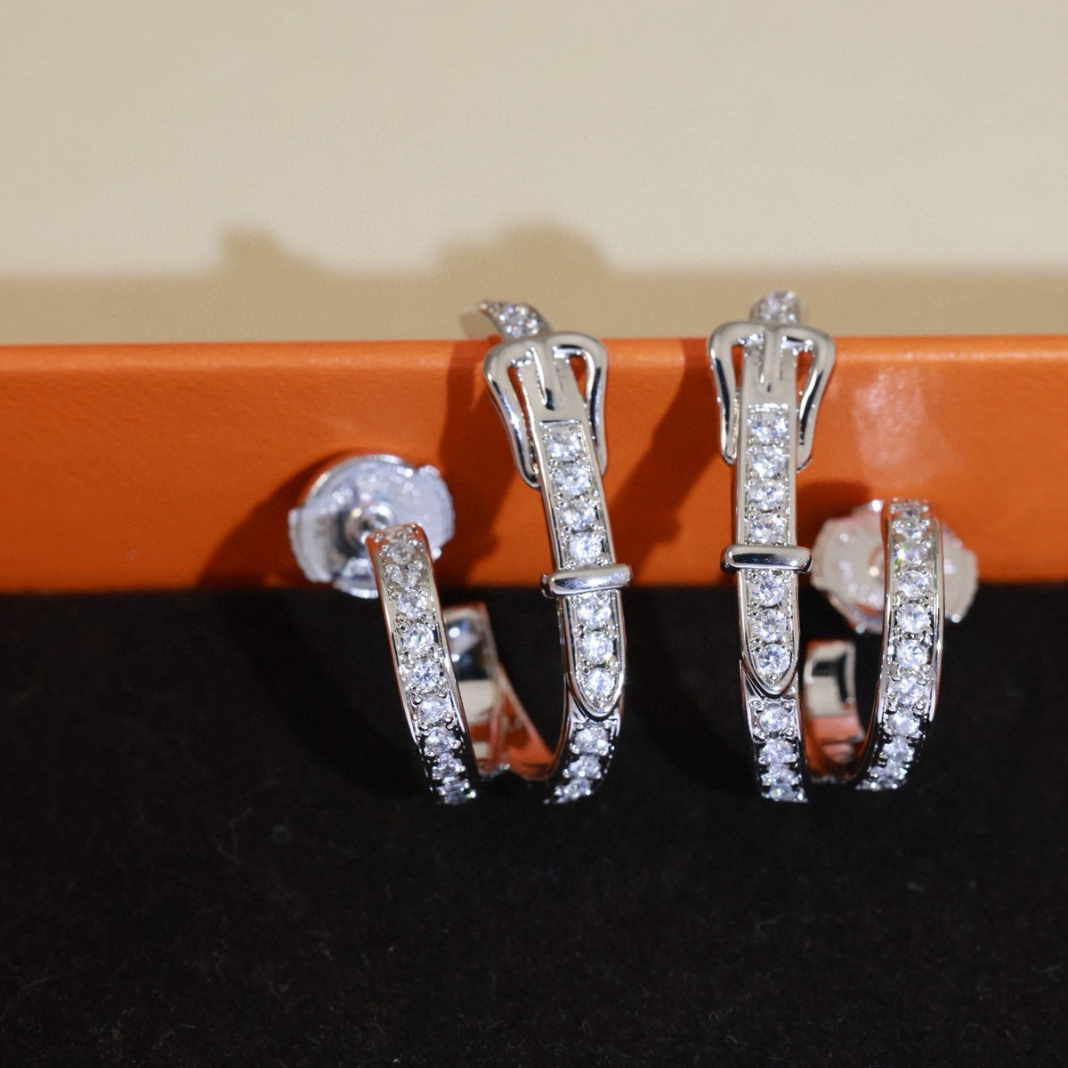 Horse Stud Earrings in Silver-Tone detail view