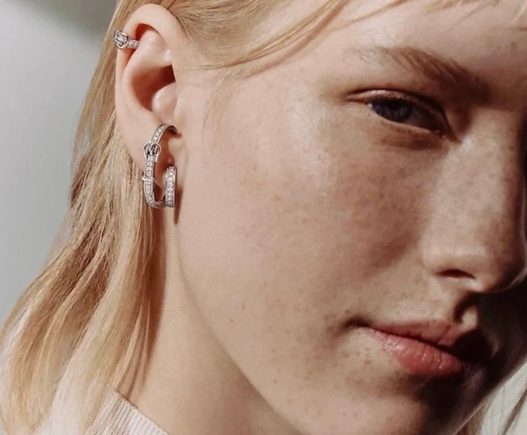 Horse Stud Earrings in Silver-Tone detail view