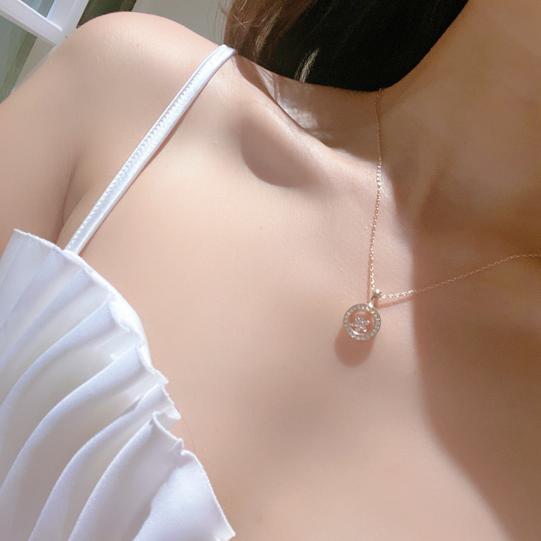 Signature Emblem Crystal-Accent Pendant Necklace – Design 021 front product view
