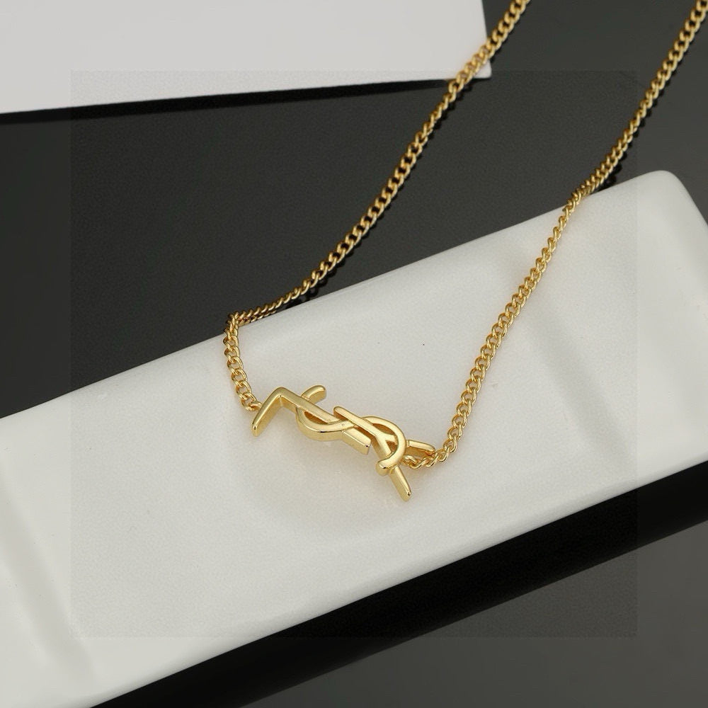 Geometric Emblem Pendant Necklace in Gold-Tone – Design 001 detail view