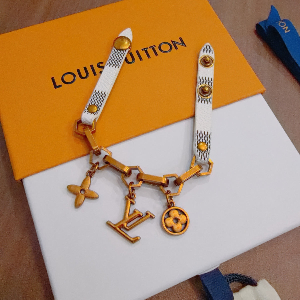 Geometric Emblem Leather-Detail Bracelet – Leather Detail – Design 022 front product view