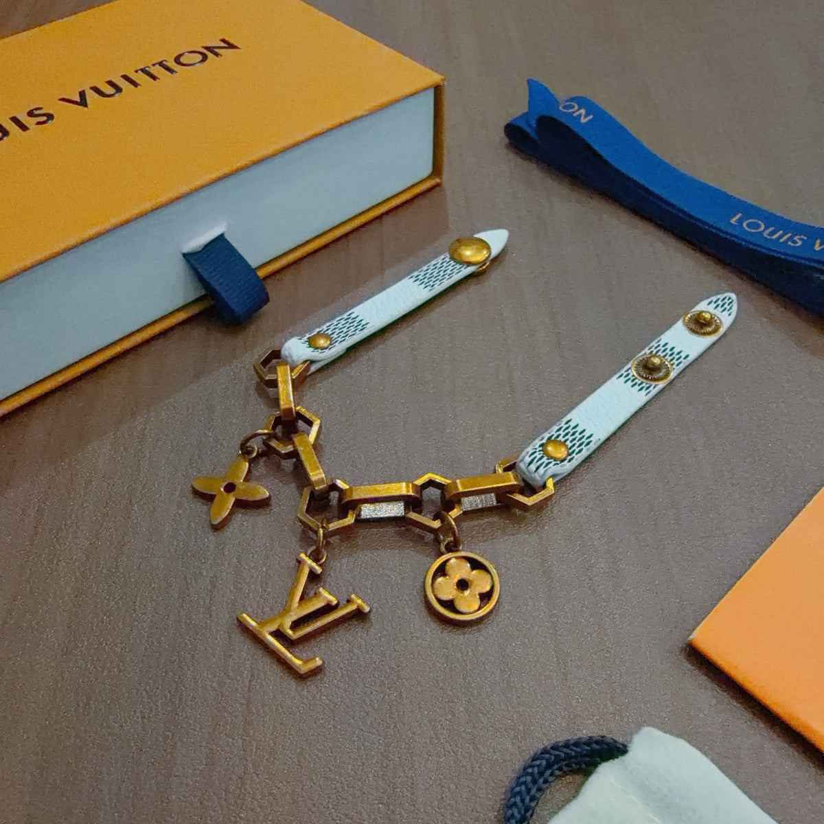 Geometric Emblem Leather-Detail Bracelet – Leather Detail – Design 022 front product view