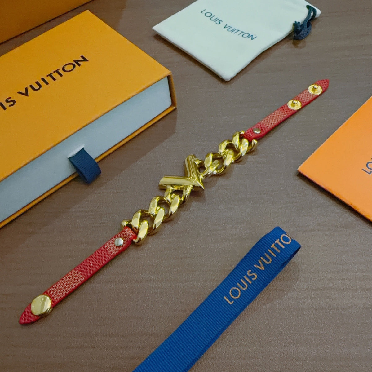 Geometric Emblem Leather-Detail Bracelet – Leather Detail – Design 019 styled product view