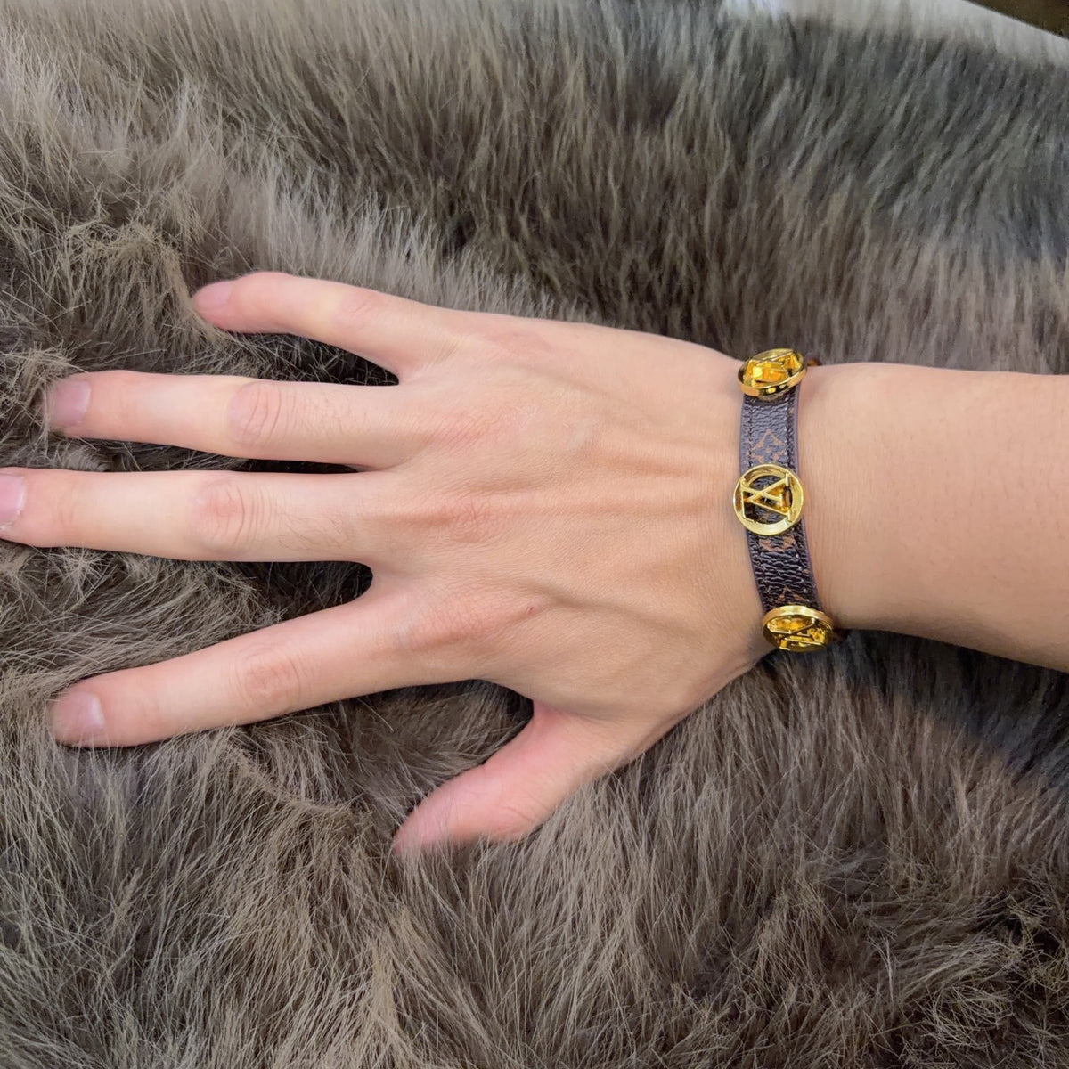 Geometric Emblem Leather-Detail Bracelet – Leather Detail – Design 018 main product view