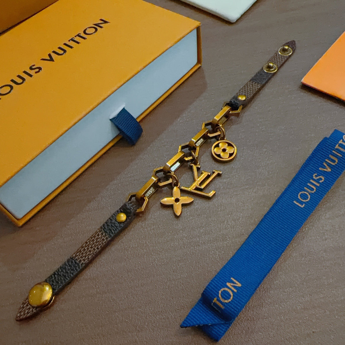 Geometric Emblem Leather-Detail Bracelet – Leather Detail – Design 017 styled product view