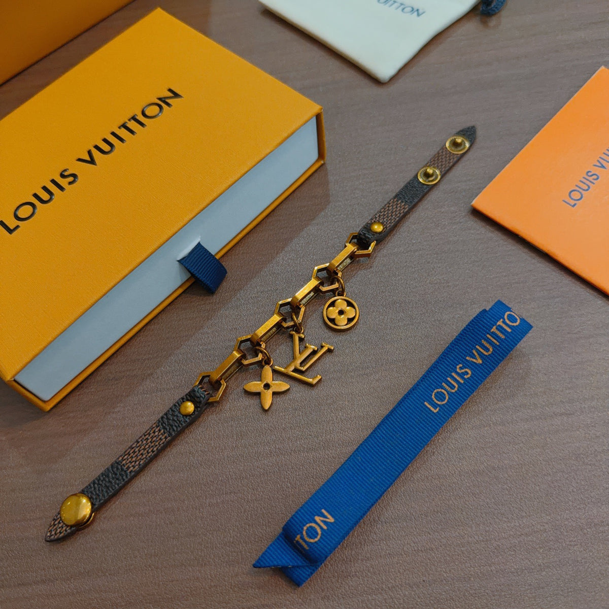 Geometric Emblem Leather-Detail Bracelet – Leather Detail – Design 017 main product view