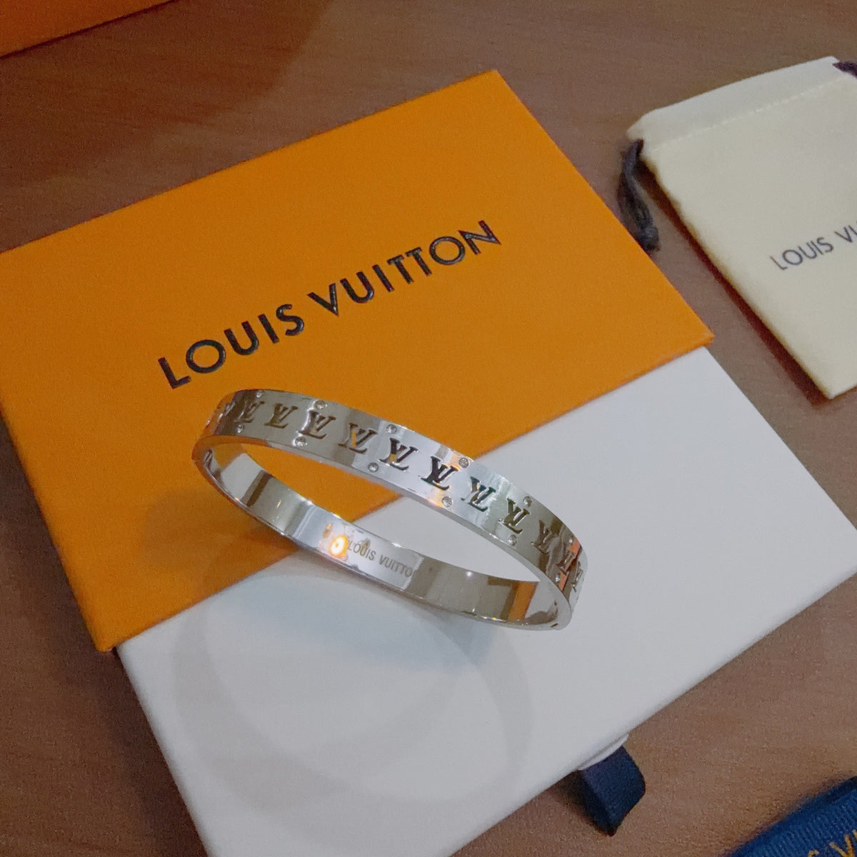 Geometric Emblem Bangle in Polished Metal-Tone – Design 010 front product view